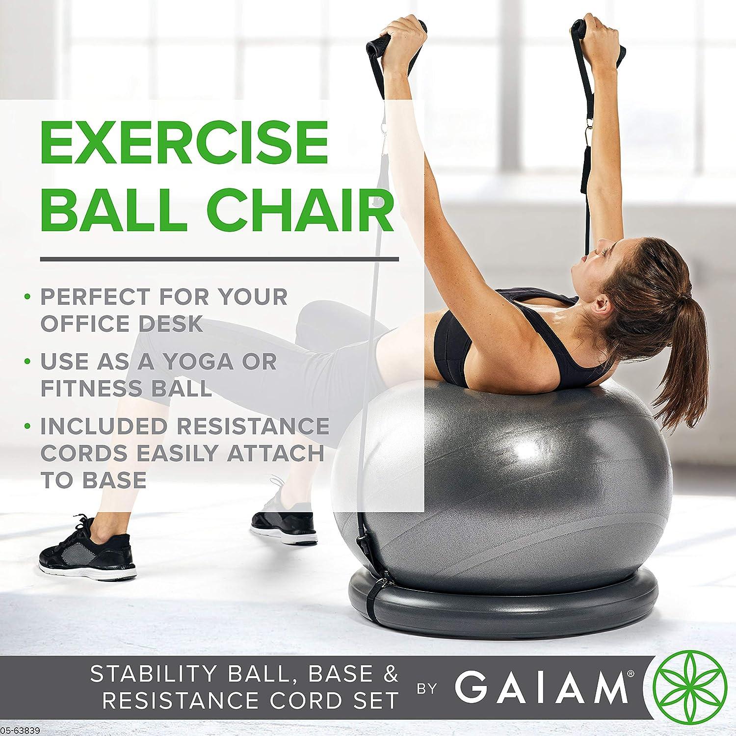 Gaiam Essentials Balance Ball & Base Kit, 65cm Yoga Ball Chair