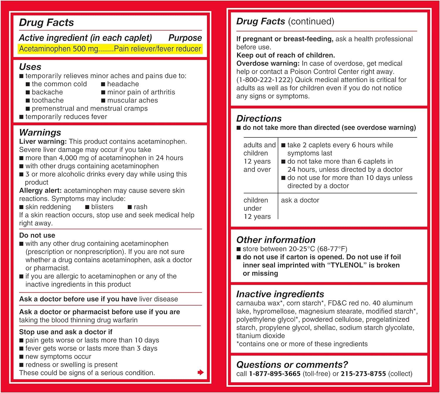 Tylenol 8 Hour Muscle Aches & Pain Relief ExtendedRelease Tablets with