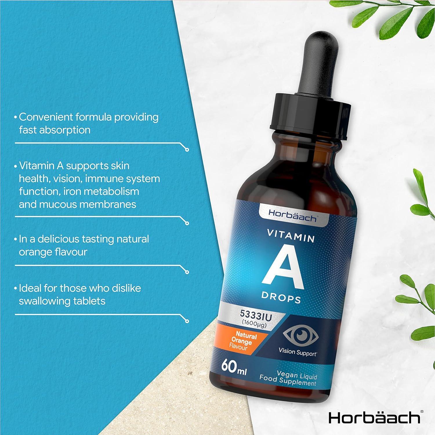 Vitamin A Drops 5333 IU | 60ml Vegan Liquid | High Strength Retinol ...