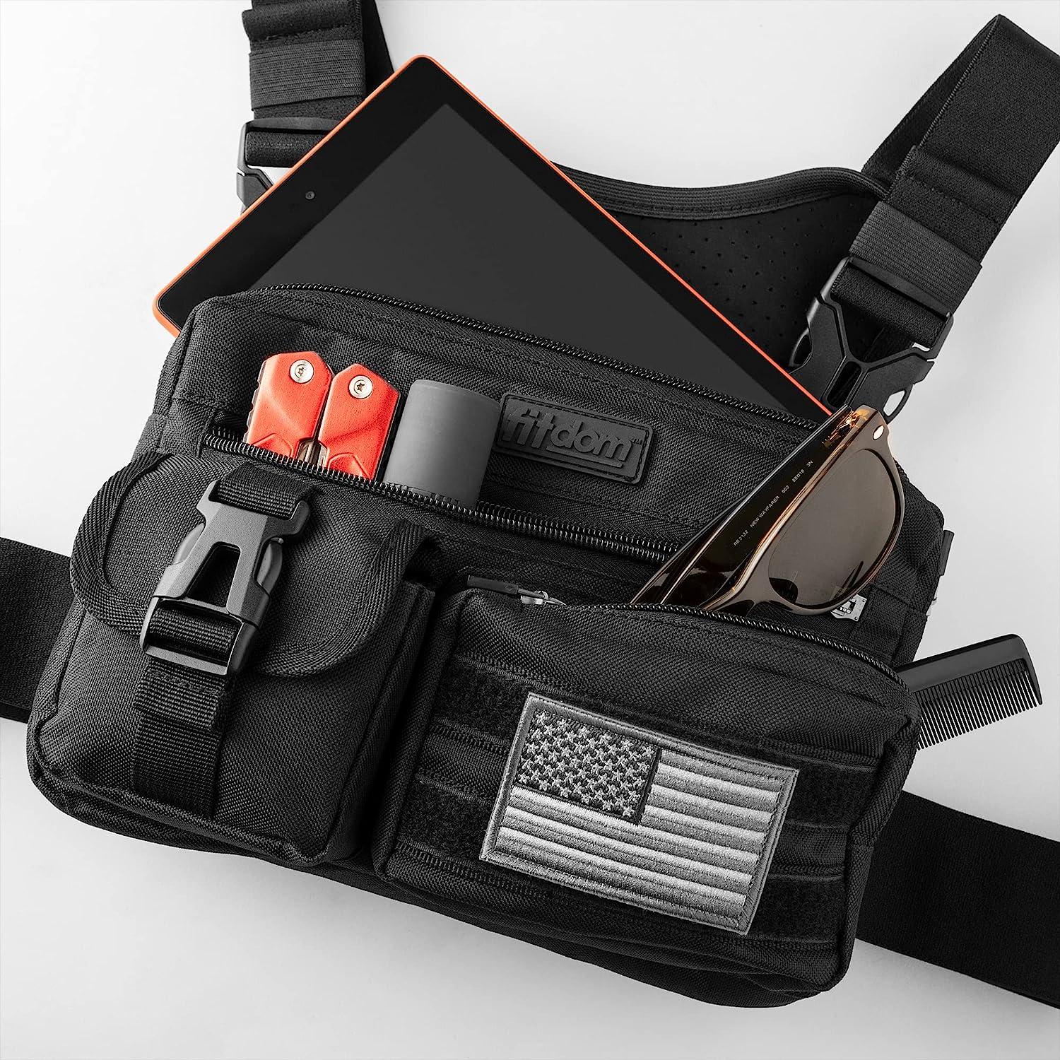 Fitdom Tactical Inspired Sports Utility Chest Pack. Chest Bag For