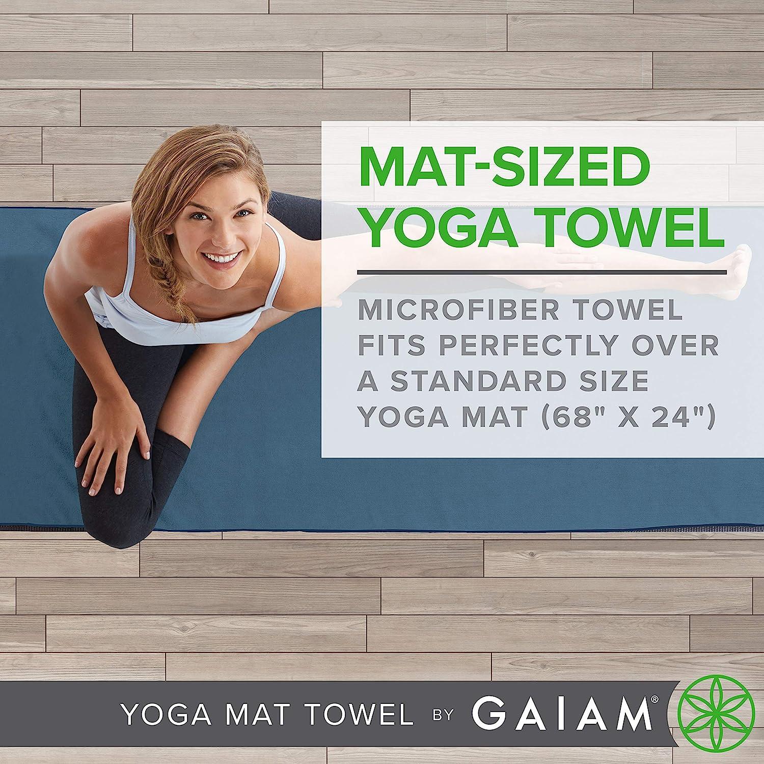 Gaiam Yoga Mat Towel Microfiber Mat-Sized Yoga Towel for Hot Yoga