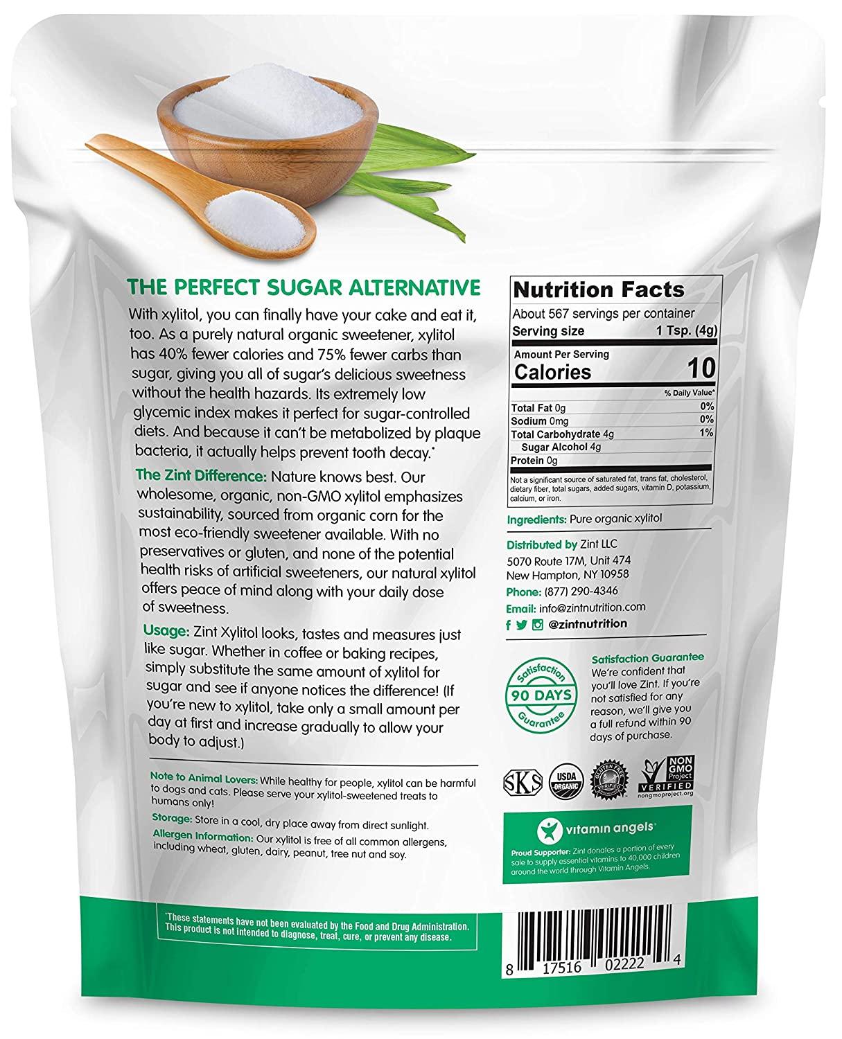 Zint Organic Xylitol Sweetener (5 lbs) USDA Certified Natural Sugar Free Substitute, Non GMO