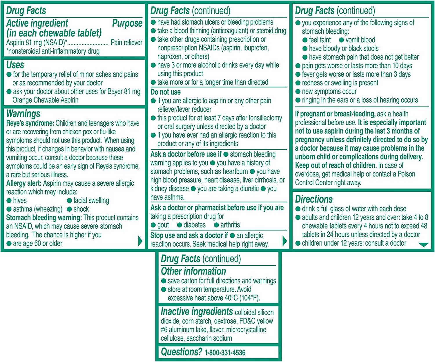 Bayer Bayer Children's Aspirin Chewable Low Dose Orange, Orange 36 tabs