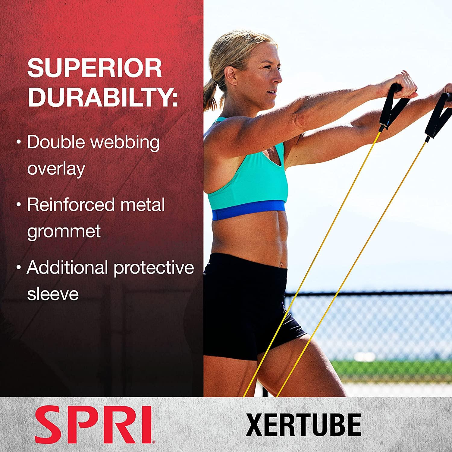 SPRI Xertube Resistance Bands with Handles Green Light Home Gym Workout Fitness Exercise Cords Sold Separately