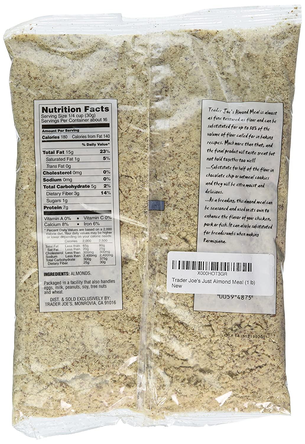 Trader Joe's Just Almond Meal (1 lb) Premium Quality Almond Flour for Baking and Cooking