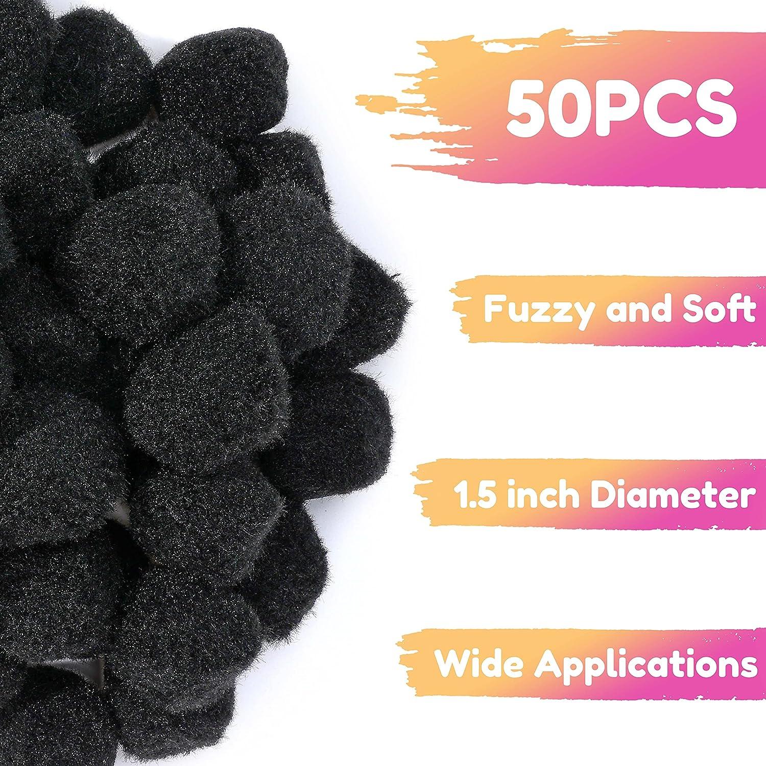 Caydo 200 Pieces Black Craft Pom Poms, 1 Inch Fuzzy Pompom Puff Balls for  Arts and Crafts Projects Making and Decorations