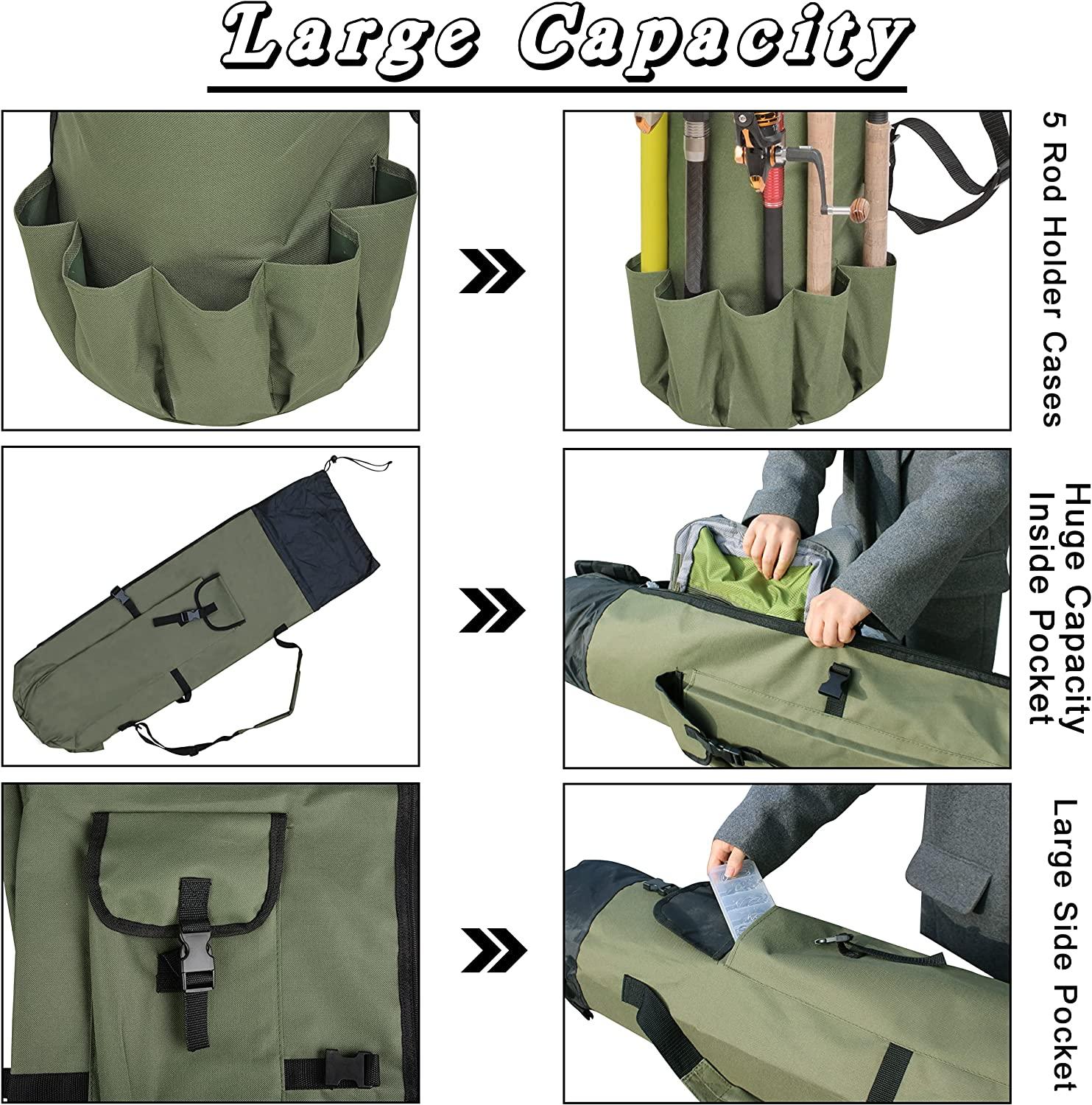 Ikohbadg Fishing Pole Storage Bag with 5 Rod Capacity