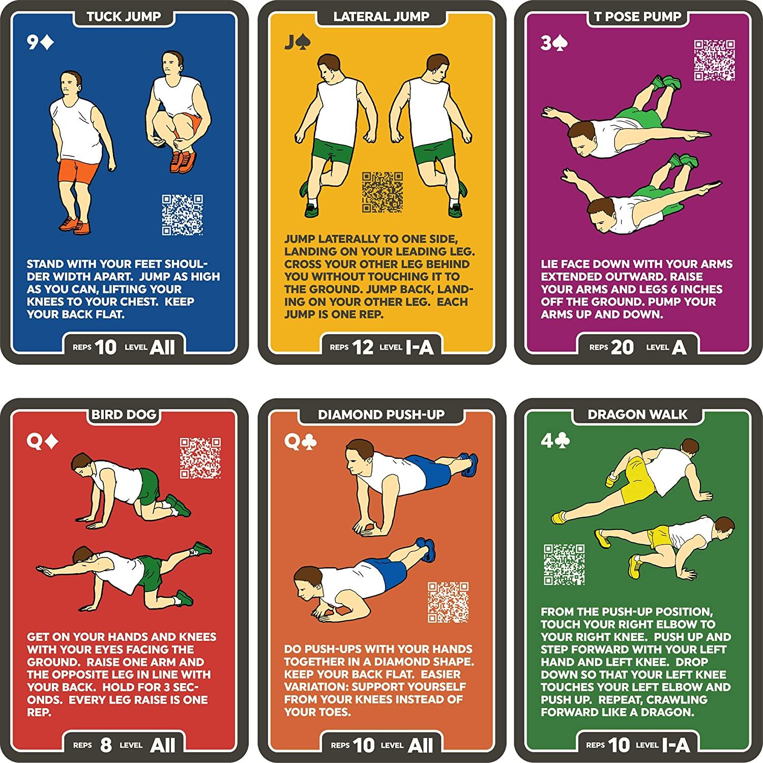 Stack 52 Bodyweight Exercise Cards: Workout Playing Card Game. Designed ...