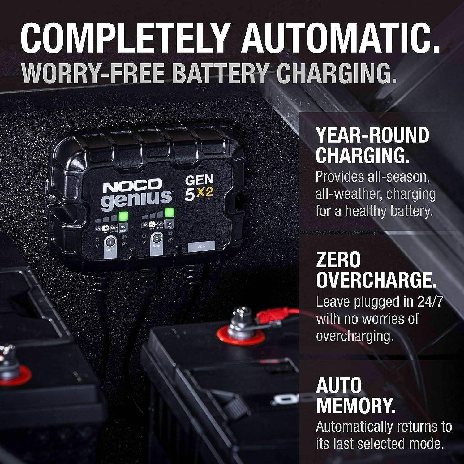 NOCO Genius GEN5X2, 2Bank, 10A (5A/Bank) Smart Marine Battery Charger