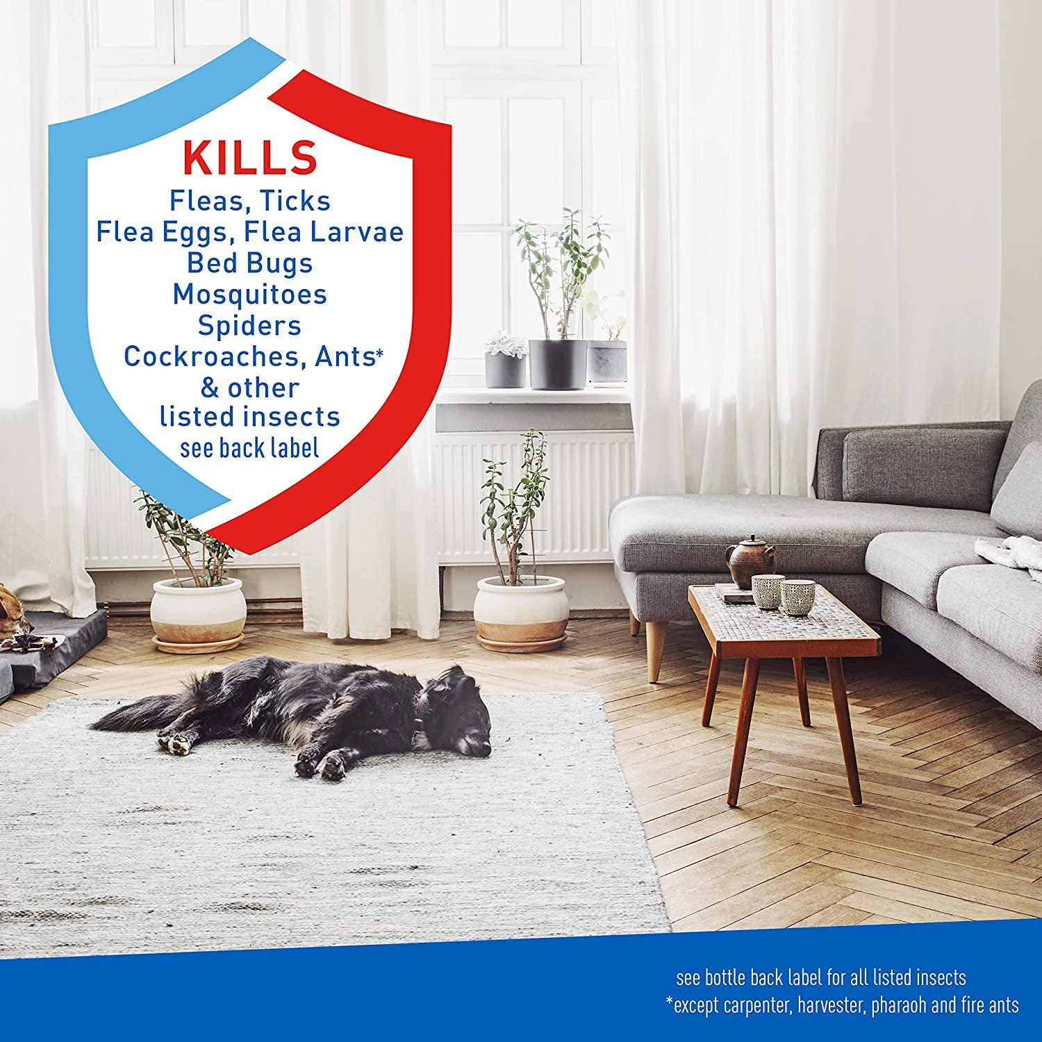 Adams Flea & Tick Home Spray, Kills Fleas, Flea Eggs, Flea Larvae, Bed