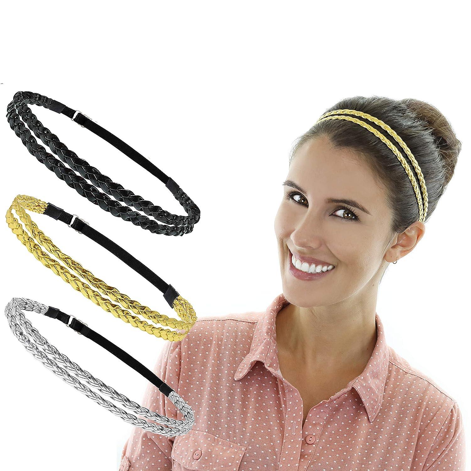Beaute Galleria 6-Piece Adjustable Elastic Braided Headbands