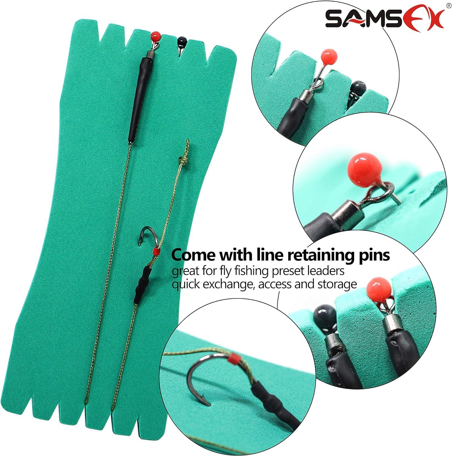 SAMSFX Fishing Leader Line Holder Foam Board Snelled Hook Keeper with  Retaining Pins Accessories Pack of 10 14 x 6cm Pins Included