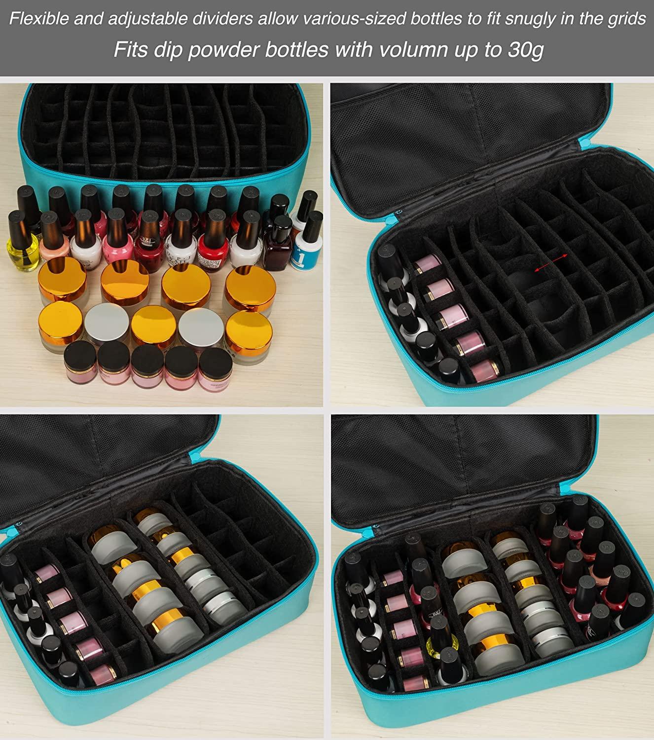 ButterFox Large Nail Polish Organizer Storage Case, Fits Nail Lamp Dryer  and 40-50 Nail Polish Bottles (0.5 fl oz - 0.3 fl oz), Gel Nail Polish Kits  Supplies Bag Black/Purple