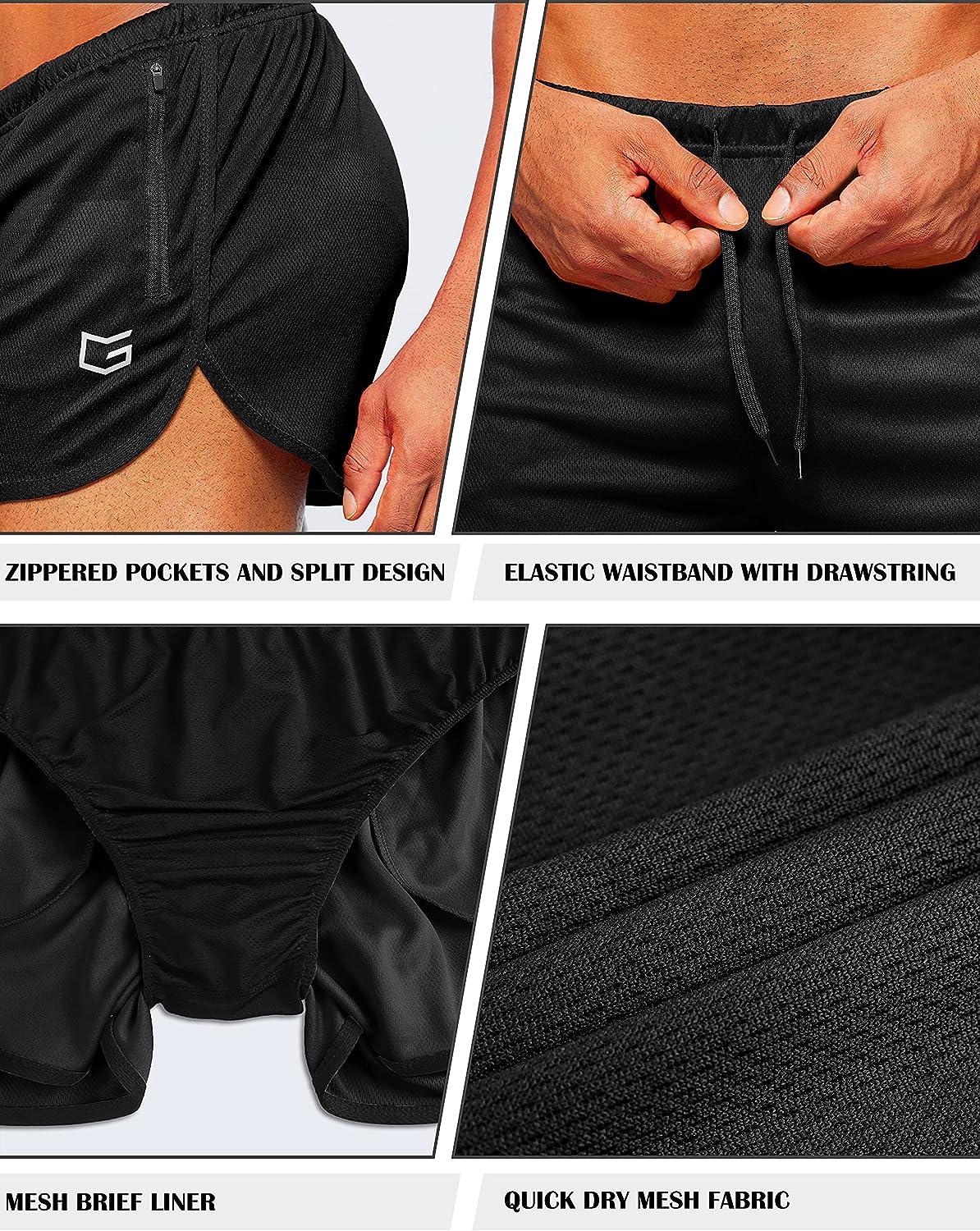 G Gradual Men's Running Shorts 3 Inch Quick Dry Gym Athletic Workout Short  Shorts for Men with Liner and Zipper Pockets Black Medium