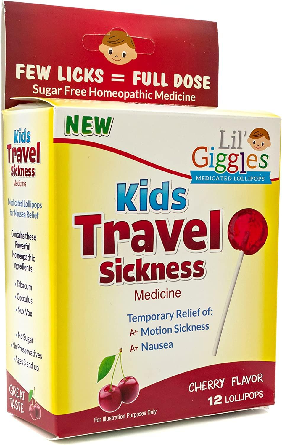 Lil' Giggles Kid's Medicated Travel Sickness Lollipops Homeopathic