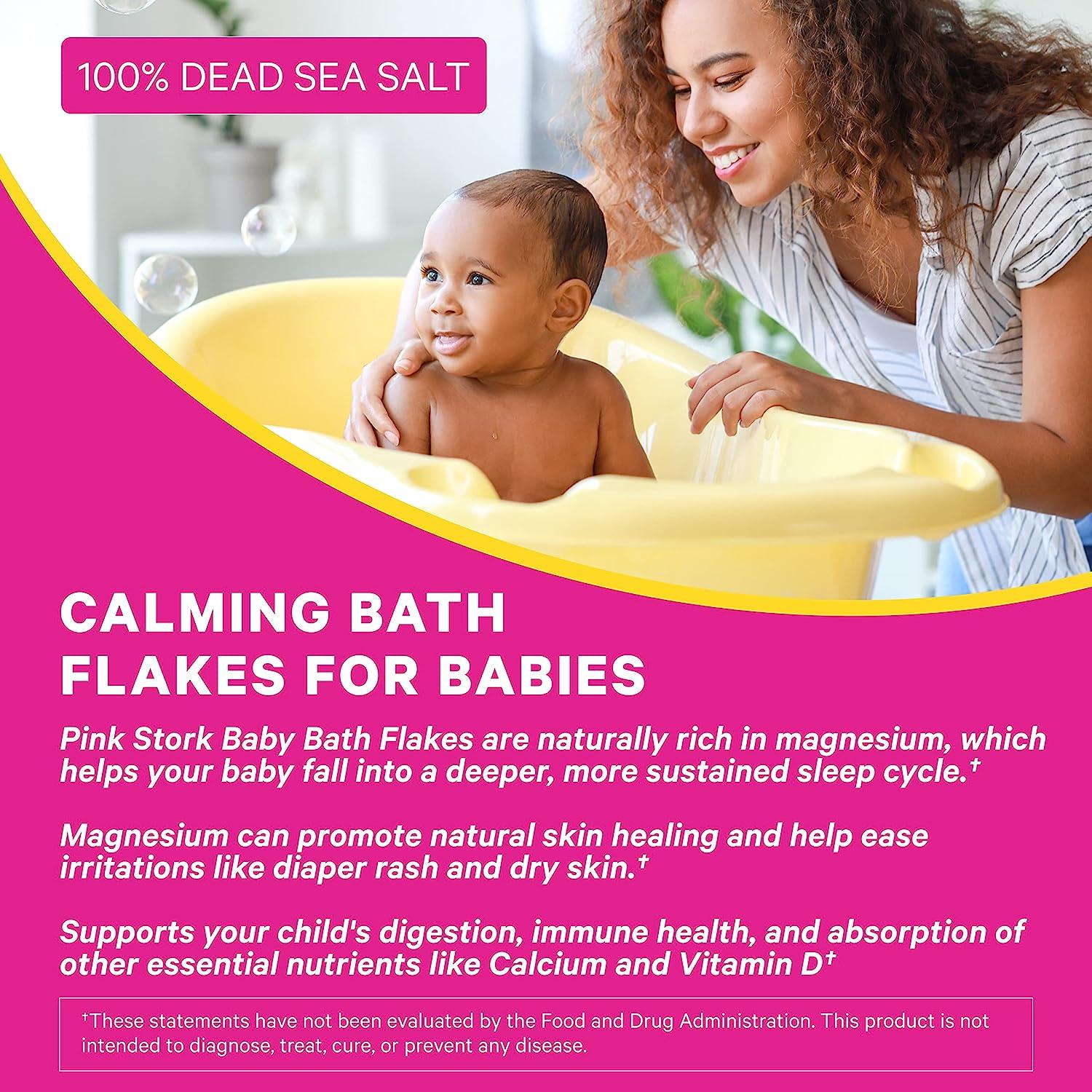 Pink Stork Baby Bath Flakes: Fragrance-Free Bath Salts & Soak for Kids, Newborn  Baby Essentials, Infant & Toddler Bath Time, Soothes Diaper Rash, Support  Skin Moisture, Women-Owned, 16 oz