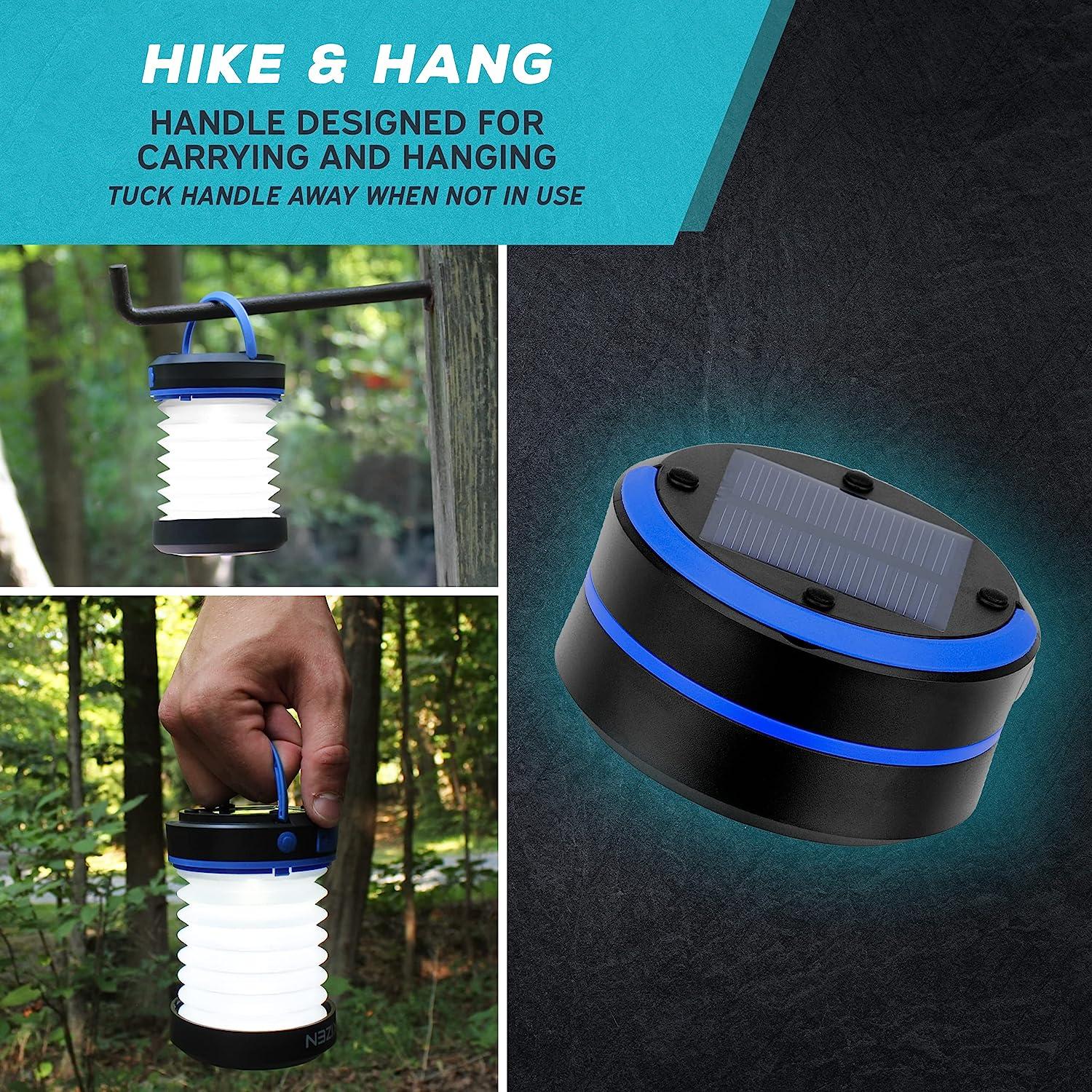 COMFORDAY Camping Lantern, Portable Tent Lamp with Iron Hook, Collapsible LED Blade Bulb Plus Flash Light,3000mAh Rechargeable by USB Type C