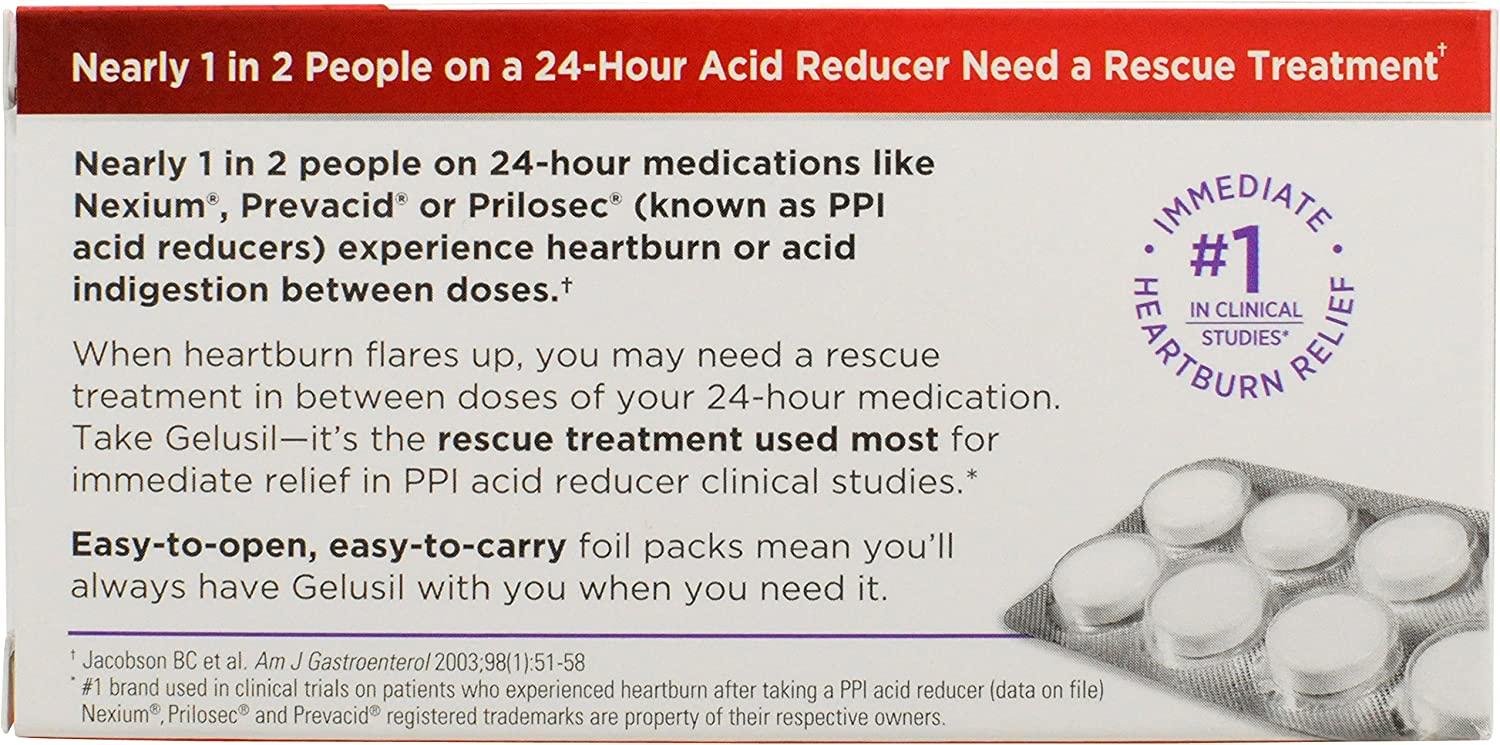 Gelusil Antacid & Anti Gas Tablets for Heartburn Relief, Acid Reflux, Bloating and Gas, Cool