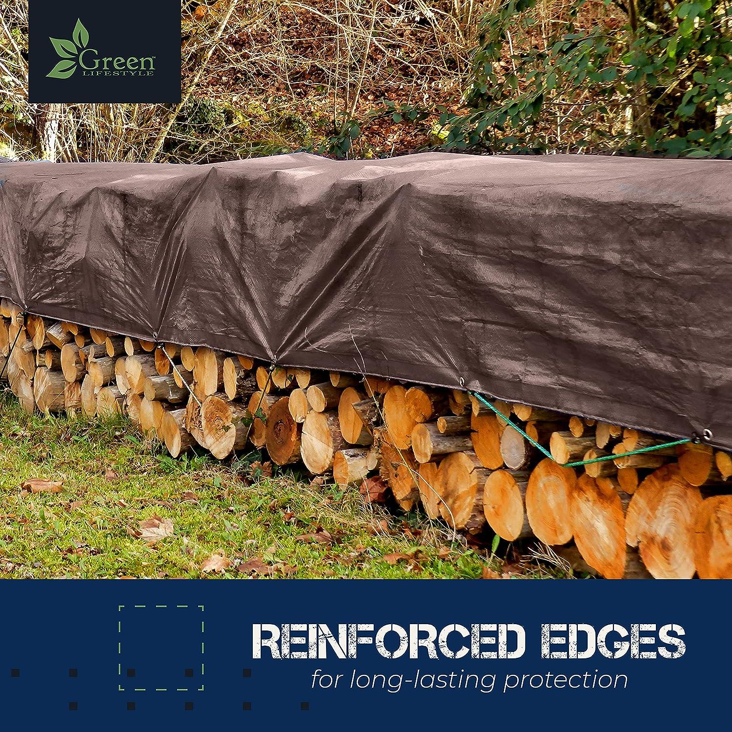 12x16 Tarps Heavy Duty Waterproof Tarp Cover Brown/Silver, Thick