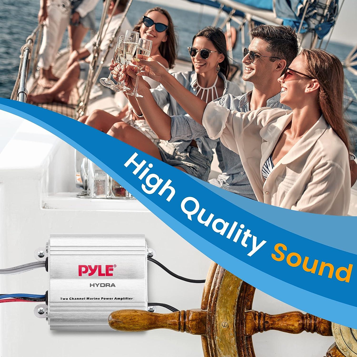 Pyle Hydra Marine Amplifier Upgraded Elite Series 400 Watt 2 Channel