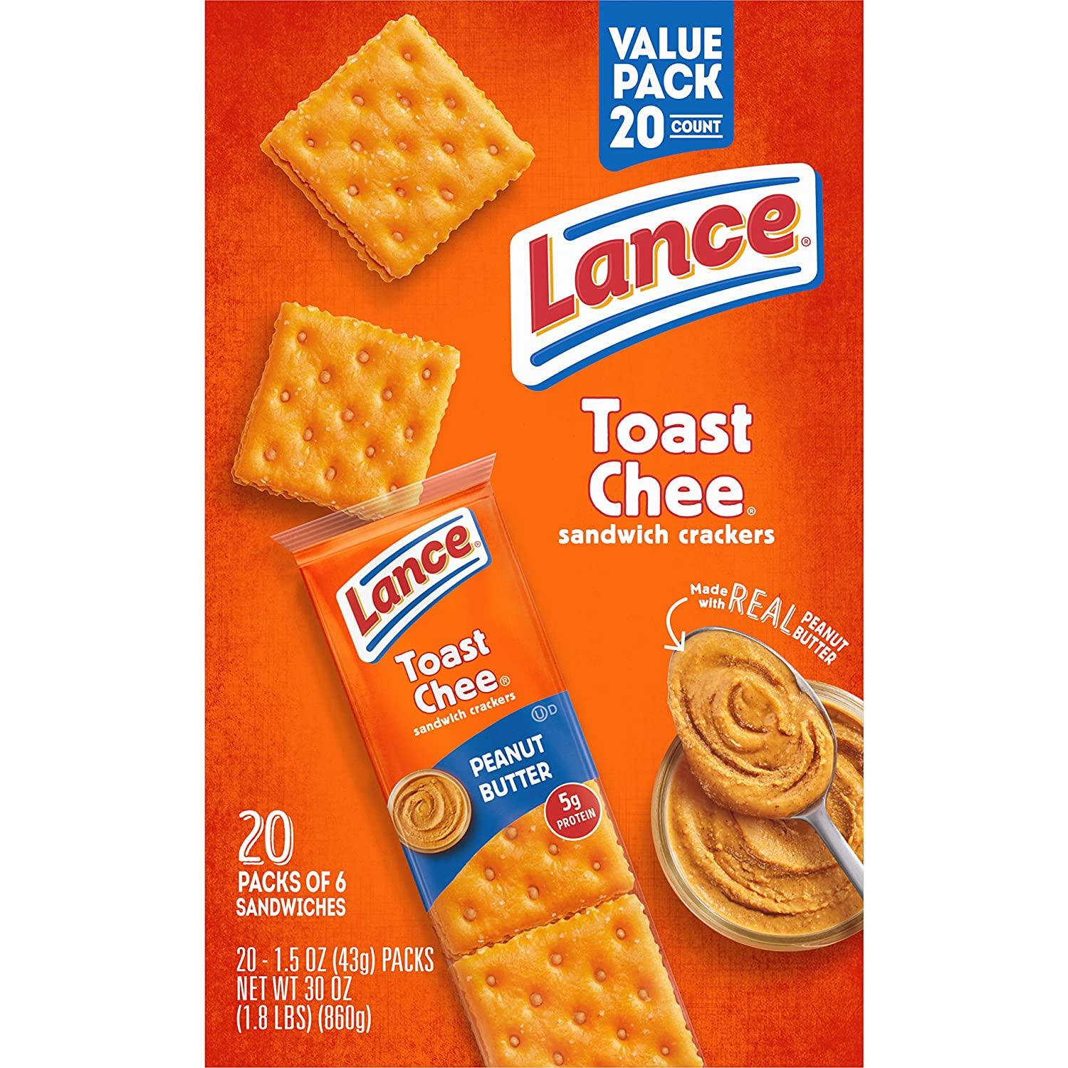Lance Toasty and Toastchee Assorted Sandwich Crackers, 40 Count
