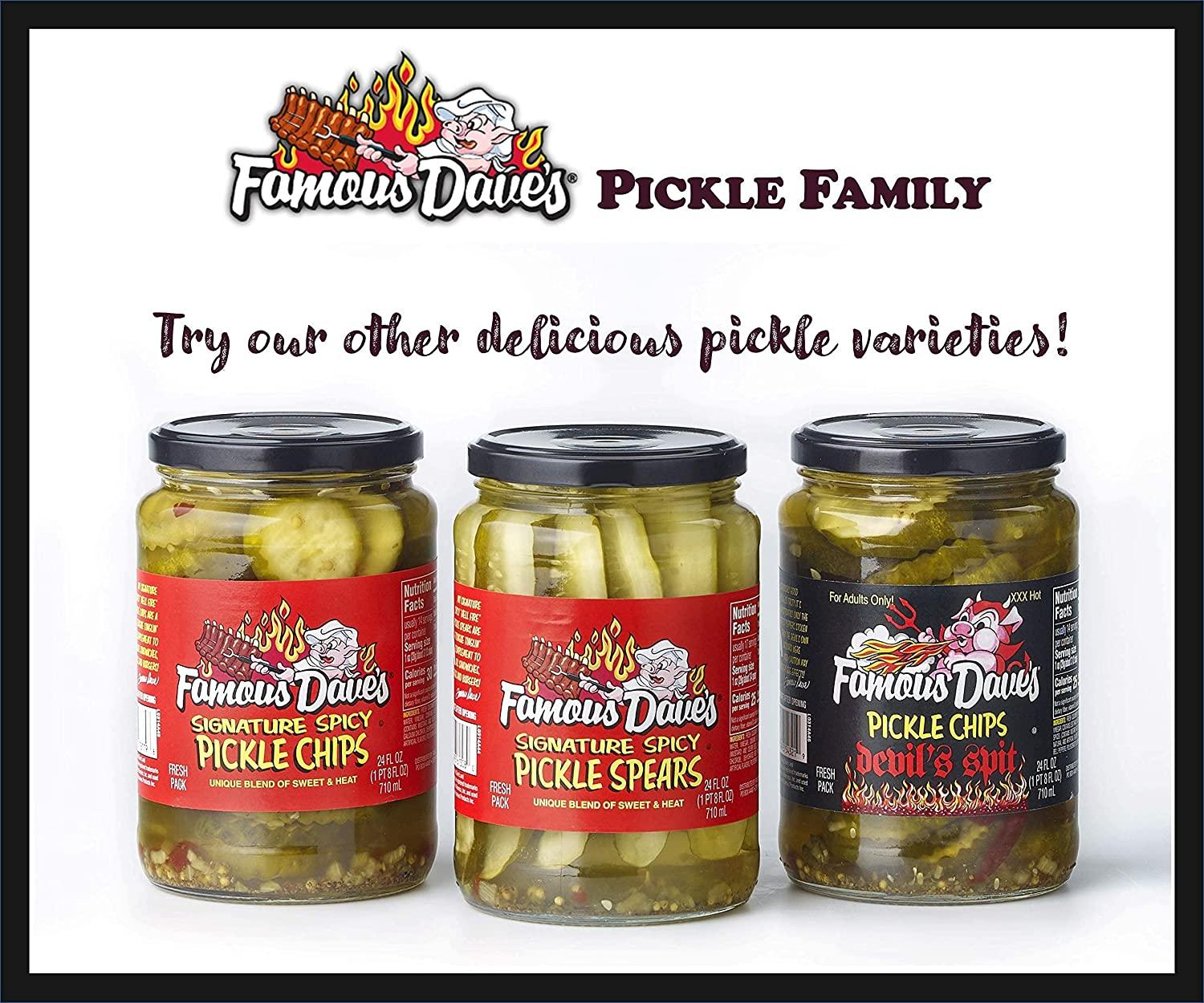 Famous Dave's Devil's Spit Pickle Chips 24 oz Glass Jar (Pack of 3)