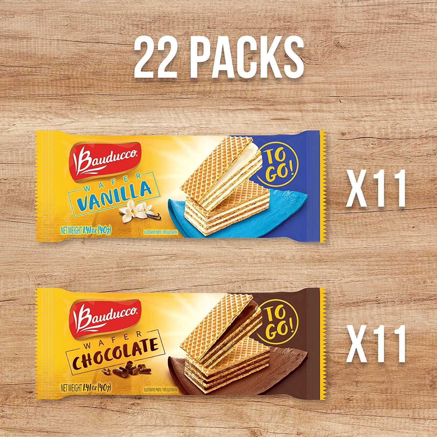 Bauducco Mini Wafer Cookies Chocolate & Vanilla Flavored Crunchy 3