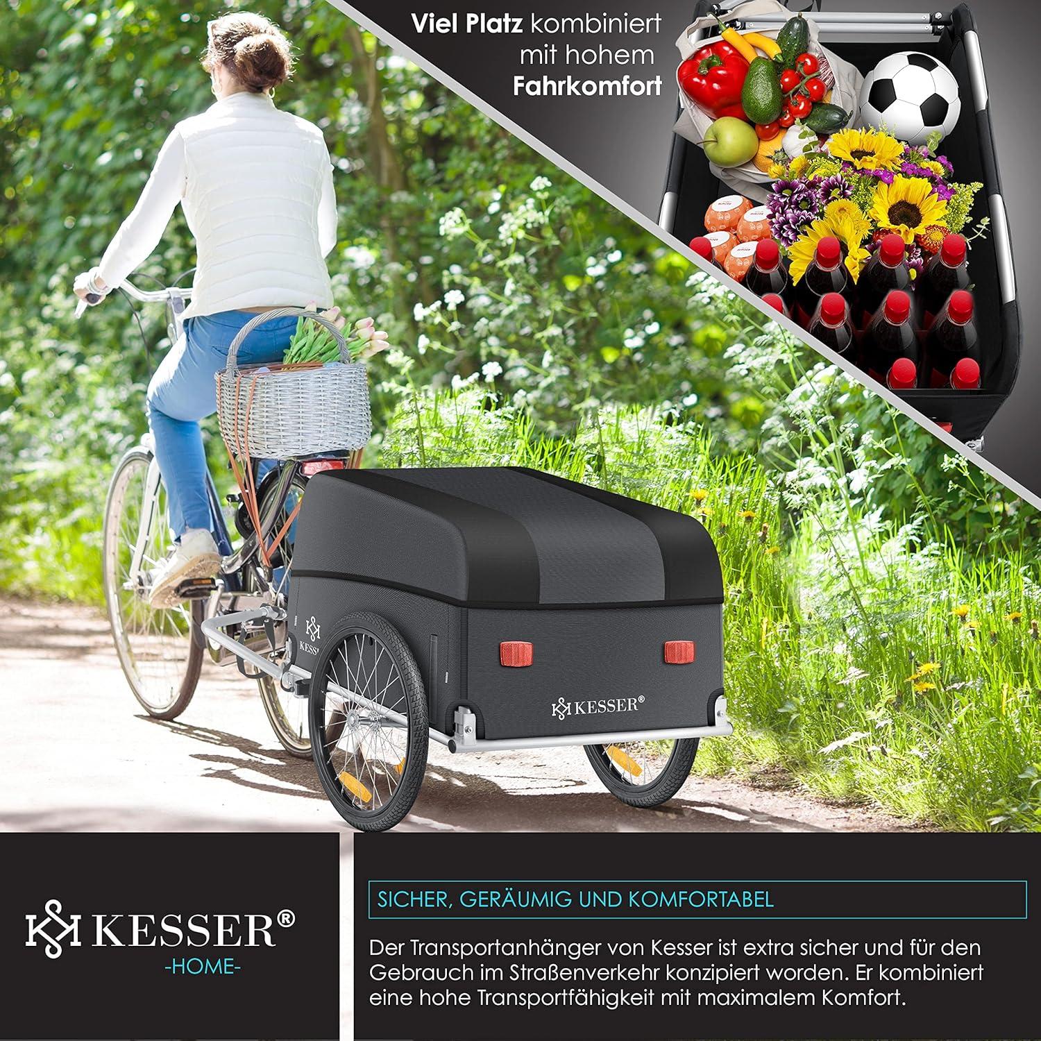 Kesser High-Drawn Bicycle Cargo Trailer | Durable Transport Trailer with  Cover & Folding Function - Ideal for All Your Shipping Needs | Buy Now with  Express International Delivery | GoSupps.com