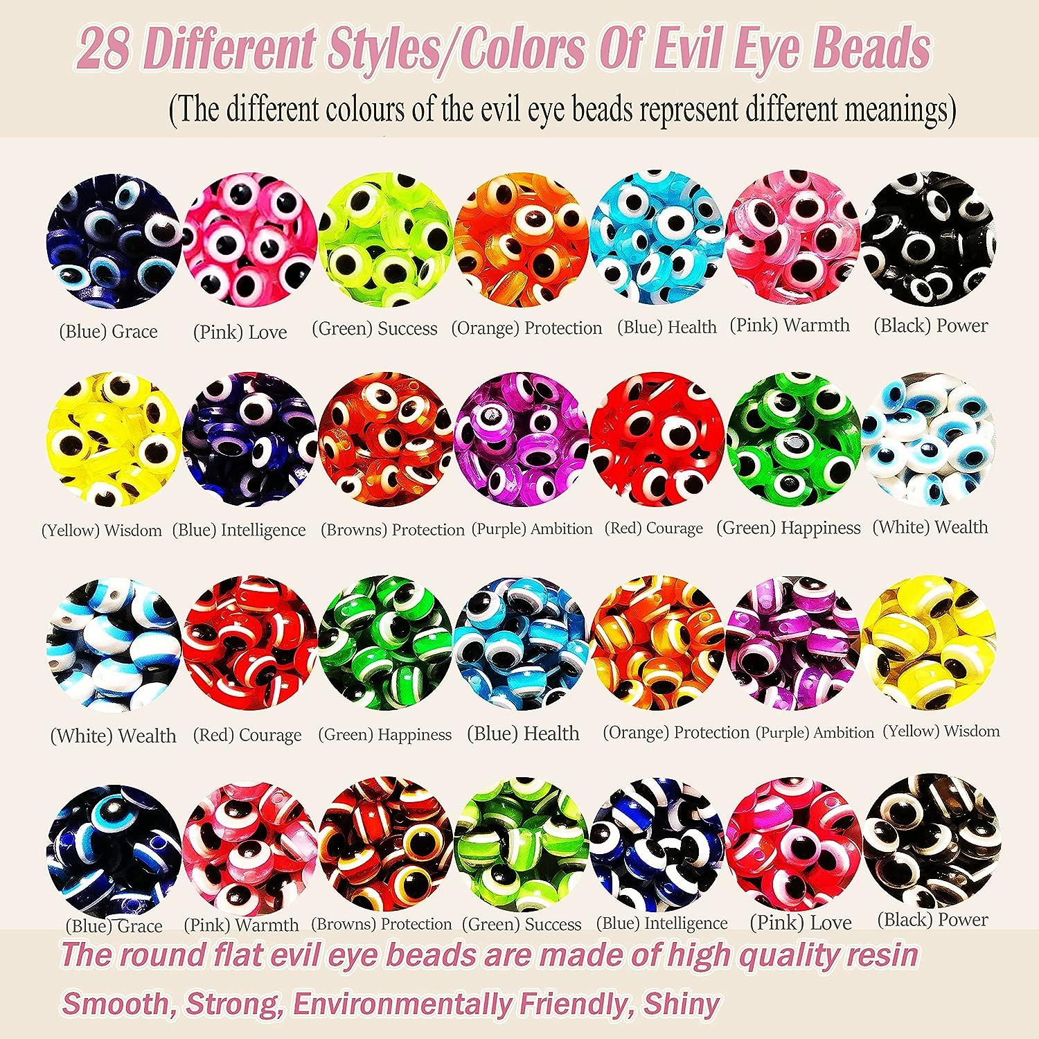 3209pcs 28 Styles Evil Eye Beads for Jewelry Making 8mm Flat Round