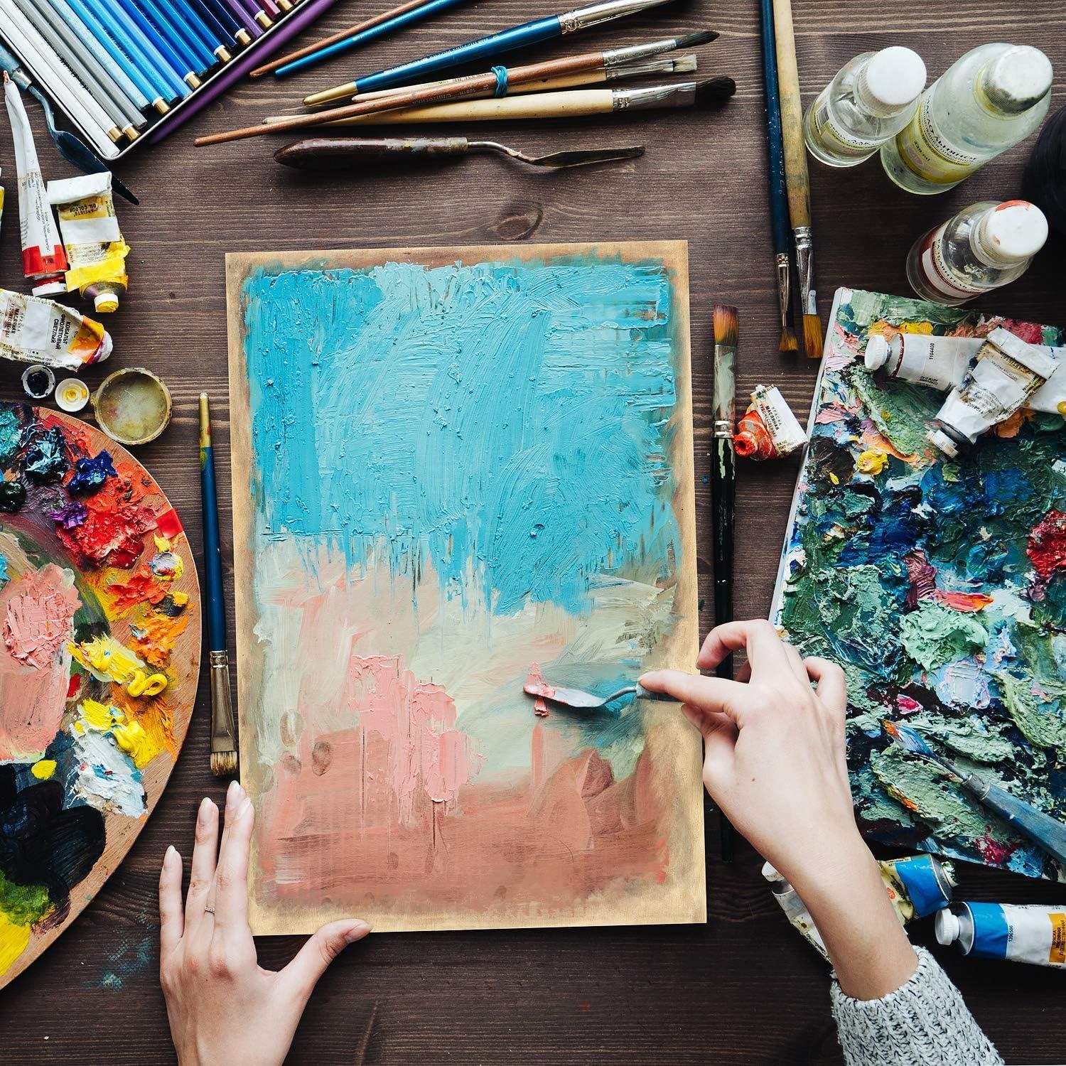 Arteza Wooden Canvas Board 8x10 Inch Pack of 5 Birch Wood Cradled Artist Panels for Painting