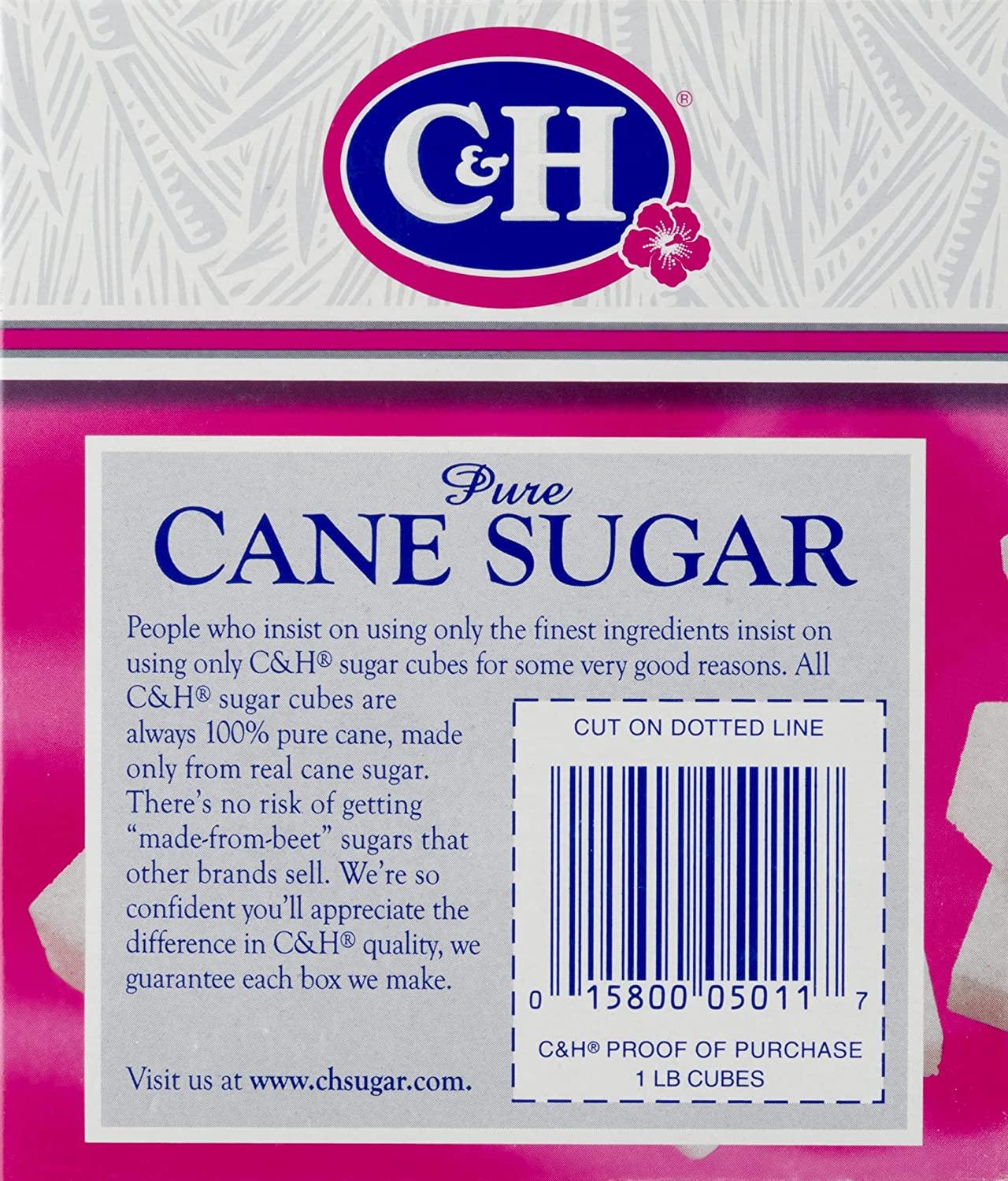 C&H Premium Pure Cane Sugar Cubes, 1 LB Box (Pack of 3)