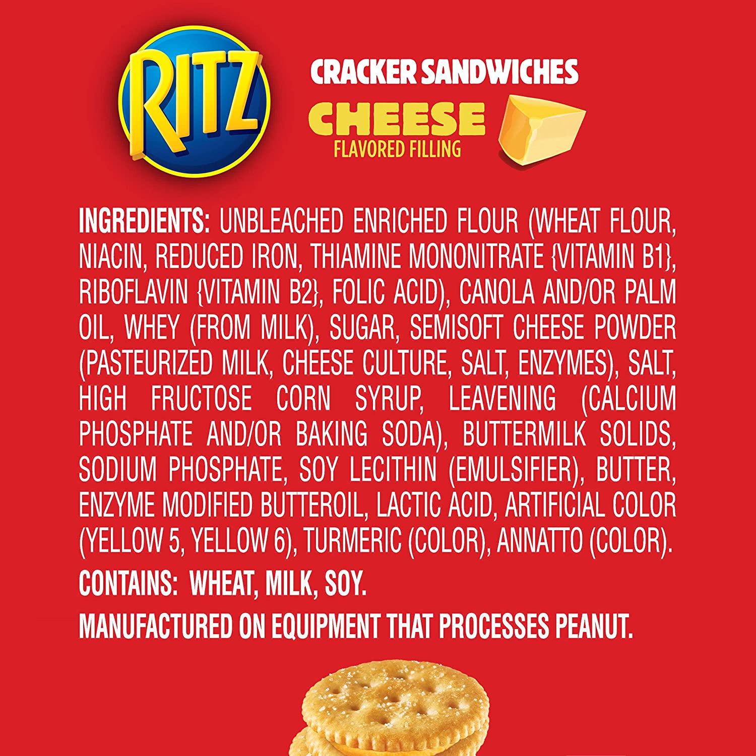 RITZ Cheese Sandwich Crackers, Family Size, 16 1.35 oz Packs