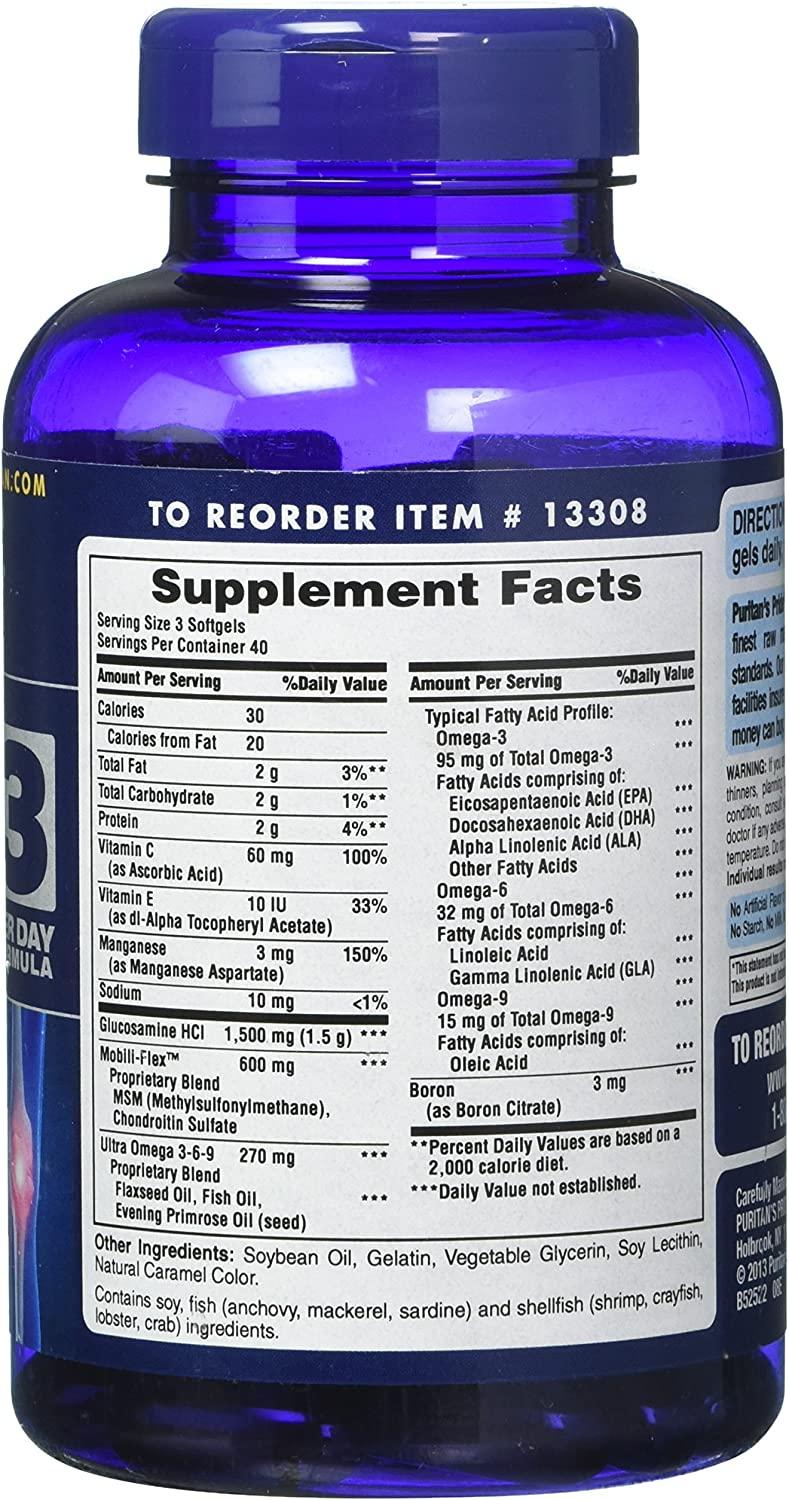 Glucosamine, Chondroitin & MSM with Omega 3, 6, 9, Supports Joints to