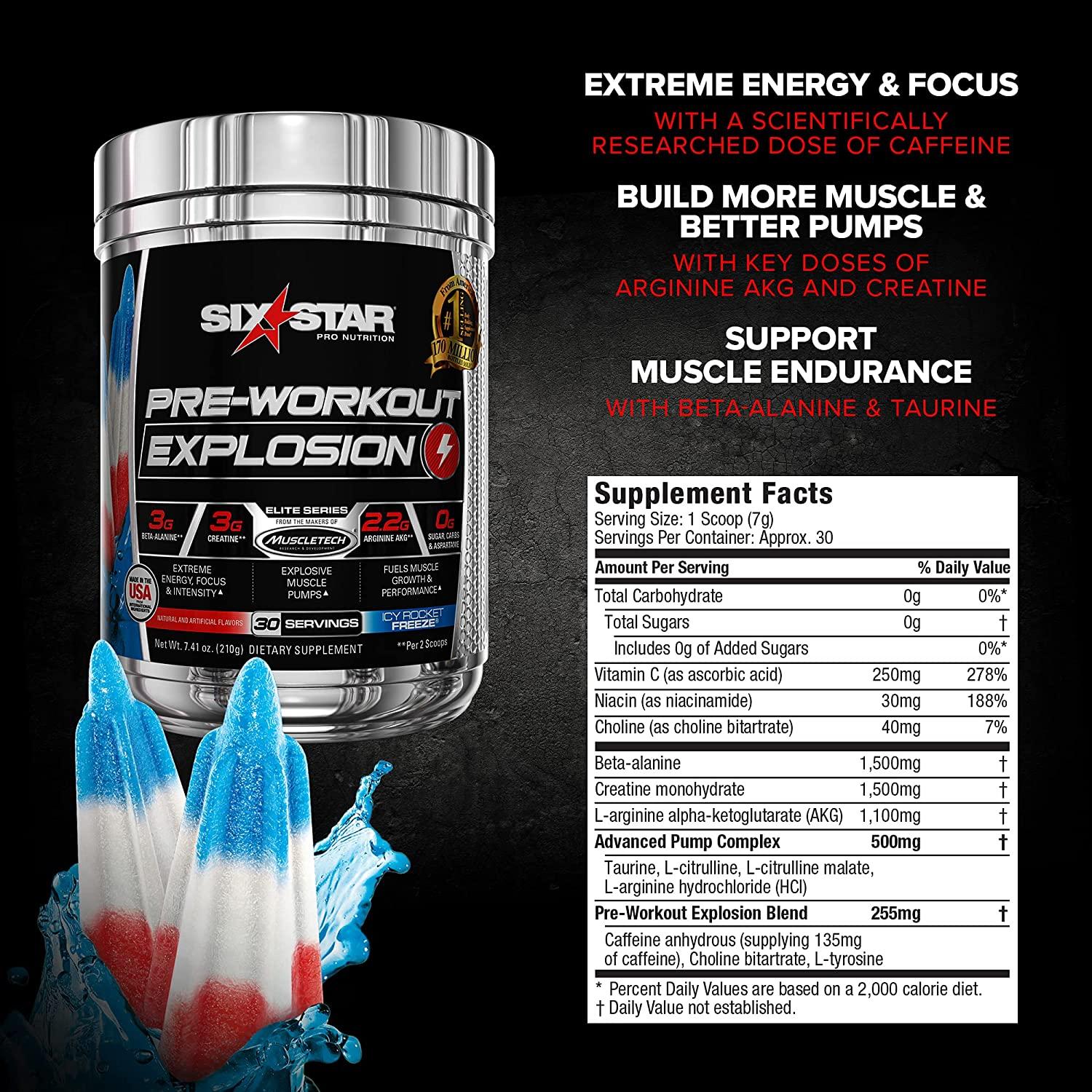 Six Star PreWorkout Explosion Icy Rocket Freeze 7.41 oz (210 g)