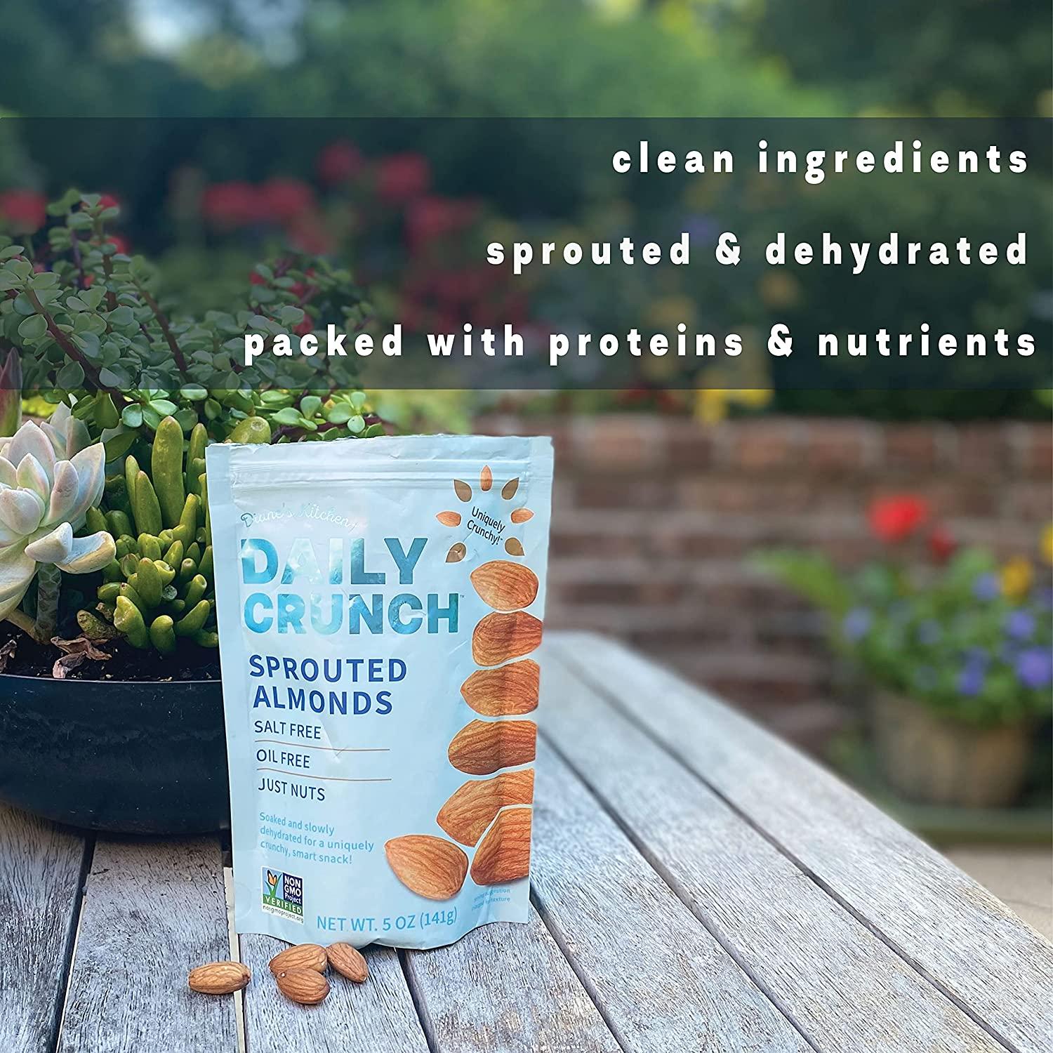 Daily Crunch Sprouted Almonds, 5 Ounce Resealable Bags, Pack of 4