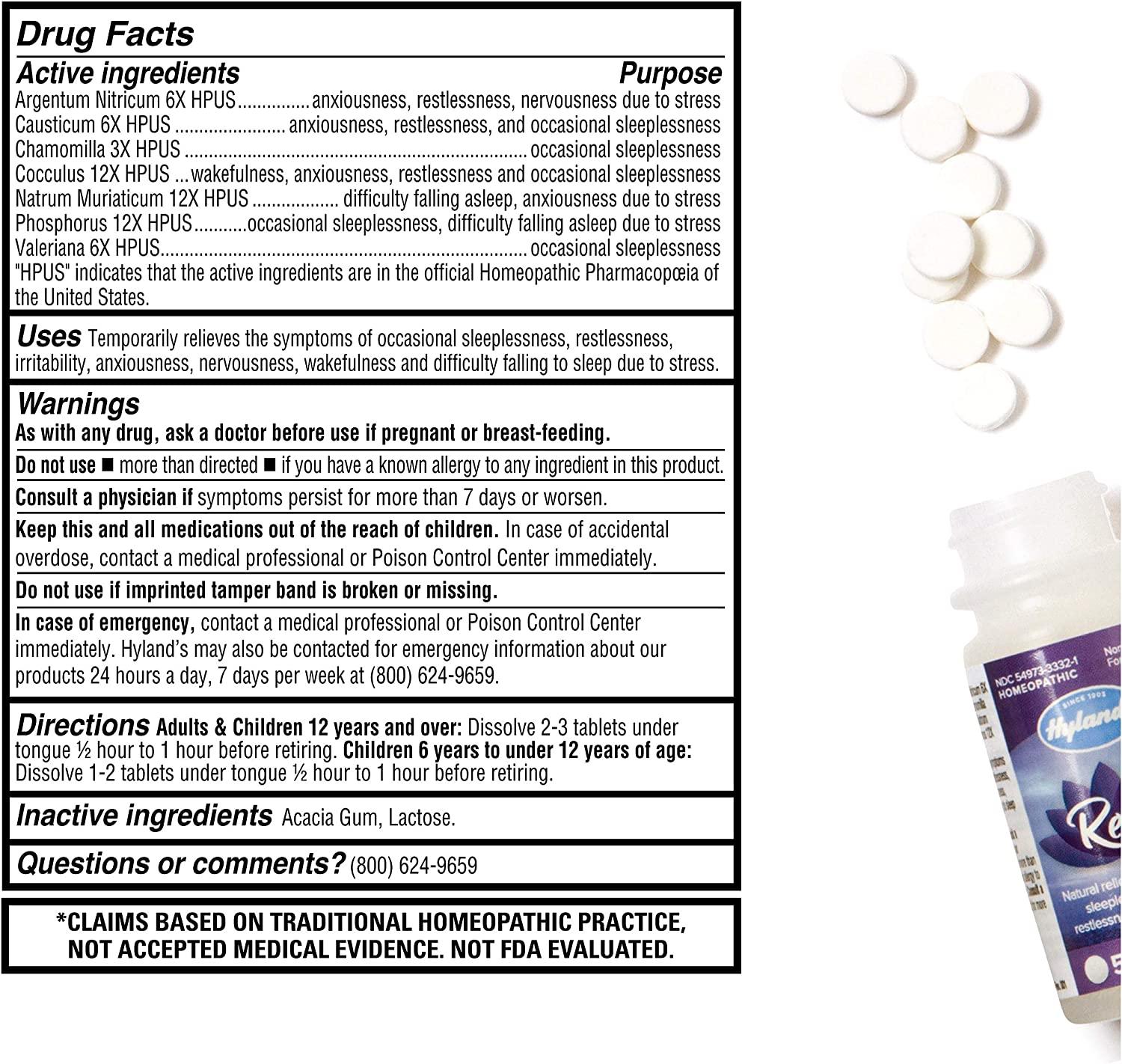 Natural Sleep Aid Pills by Hyland's Stress Relief & Sleeplessness, 50