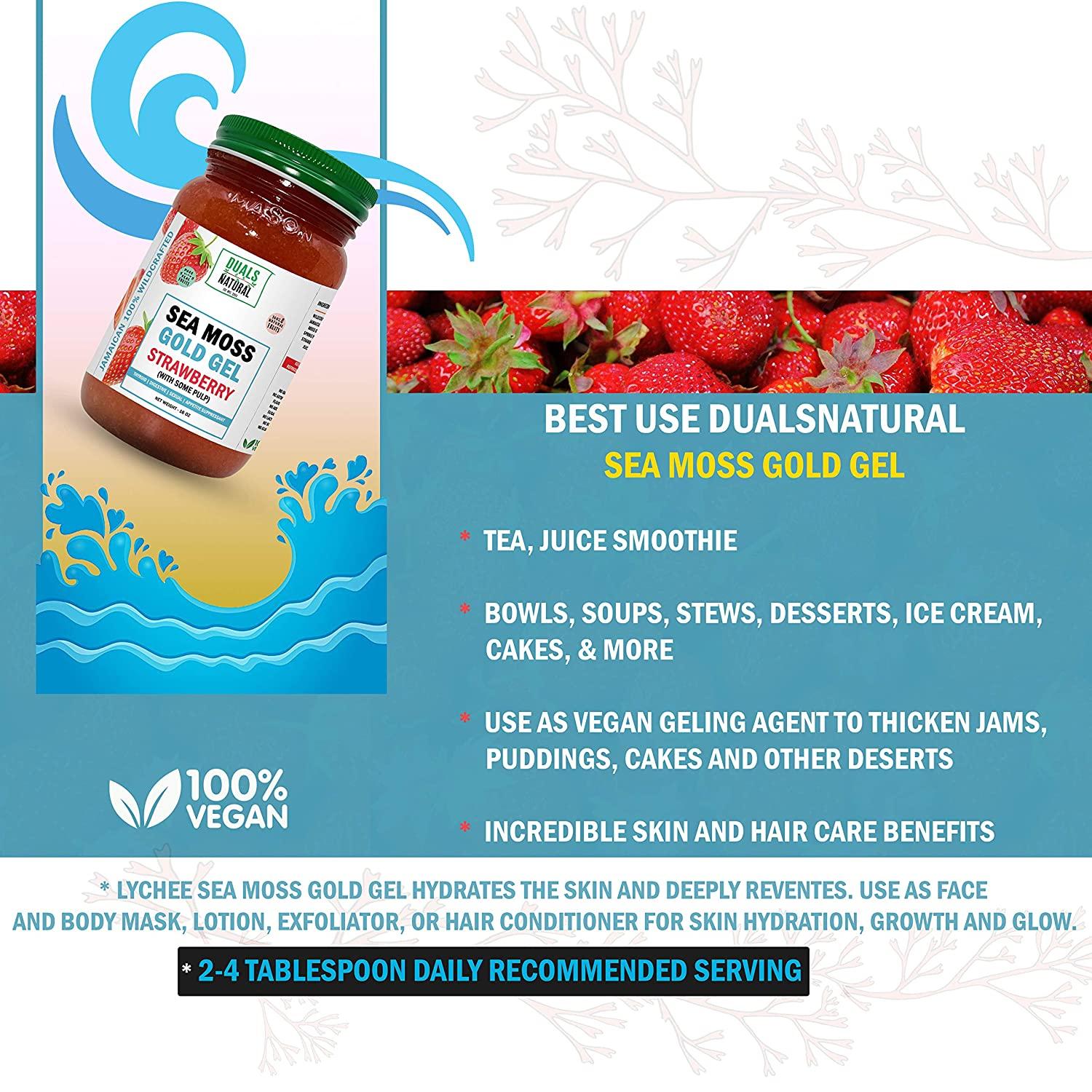 Dualspices Wildcrafted Sea Moss Raw With Strawberry (with some pulp