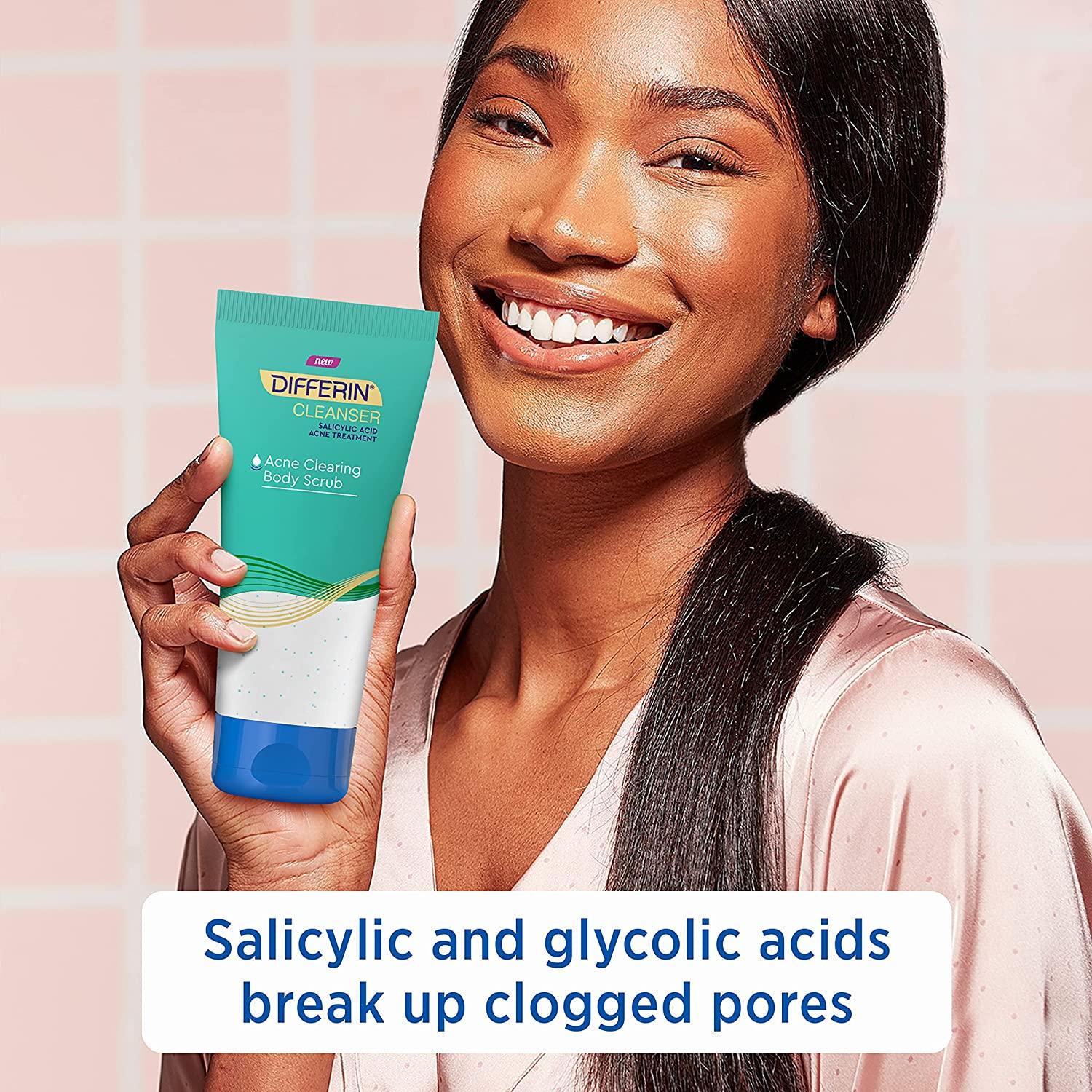 Differin Body Scrub with Salicylic Acid Acne Clearing Improves Tone and Texture Prone Skin on