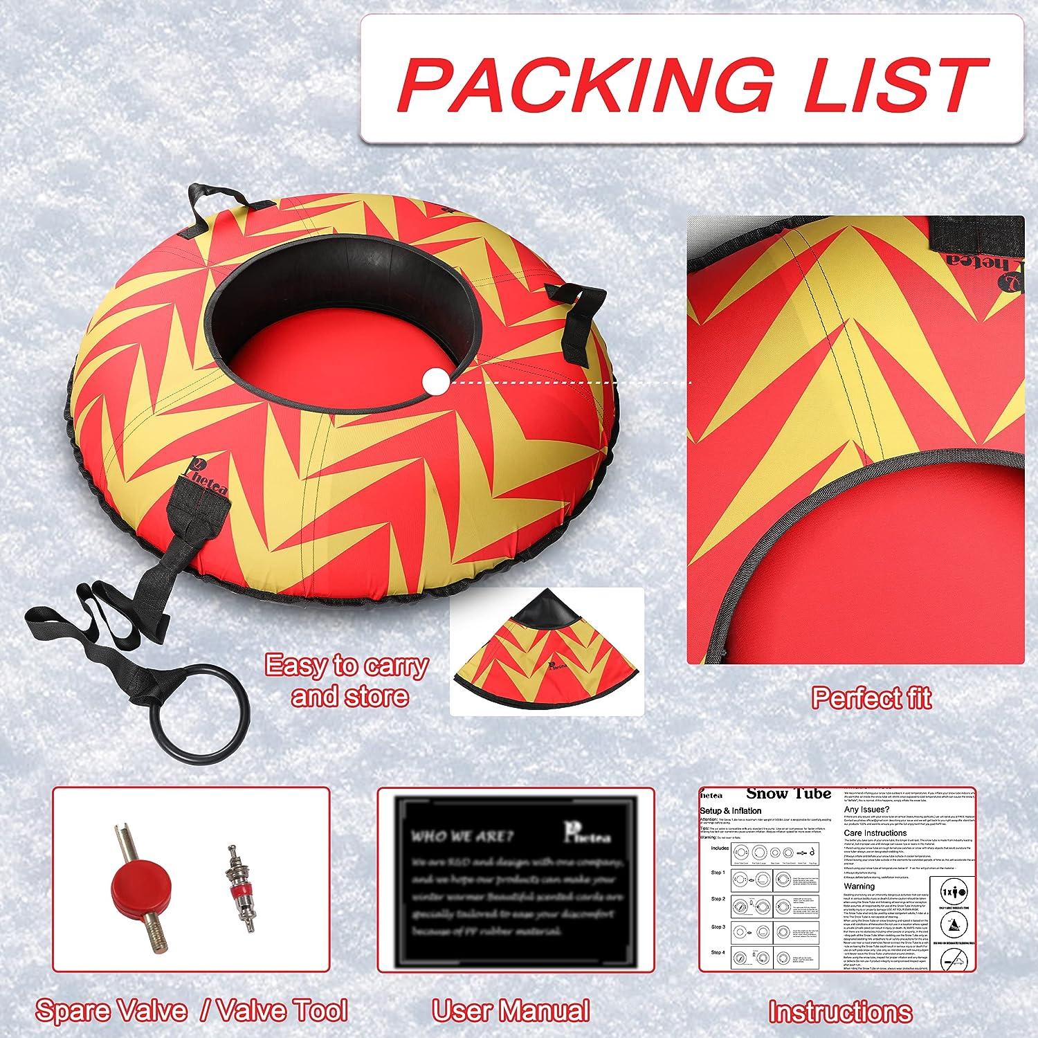 PHETEA Foldable Inflatable Snow Tubes for Sledding Heavy Duty,Towable