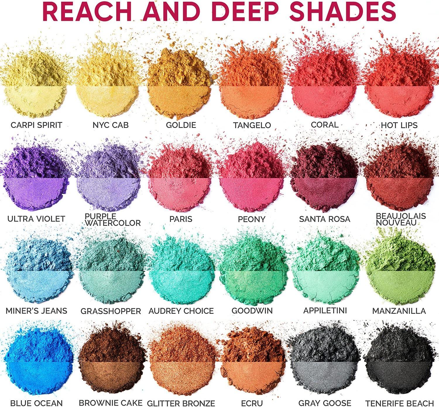 Cosmetic Grade Mica Powder 24x0.15 Oz Color Set Assortment - Organic  Coloring Pigment for Epoxy, Soap Making, Lip Gloss, Body Butter, Candle  Making, Bath Bomb, Resin Art, Acrylic Nails 24*0.15 Oz - BAGS