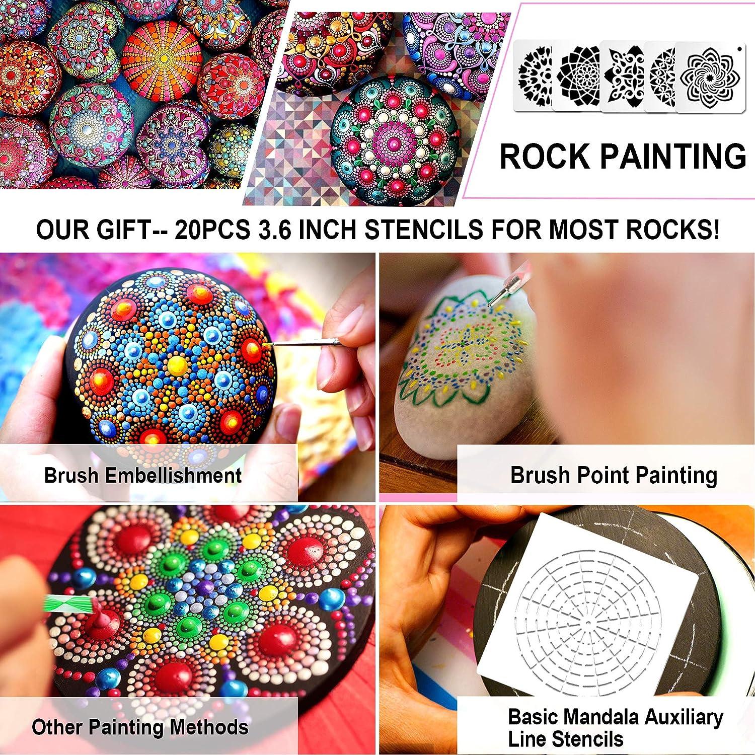 Mandala Dotting Tools Augshy 58PCS Dot Painting Tools Set Rock Painting  Supplies with a Blue Zipper Waterproof Storage Bag for Painting Rocks