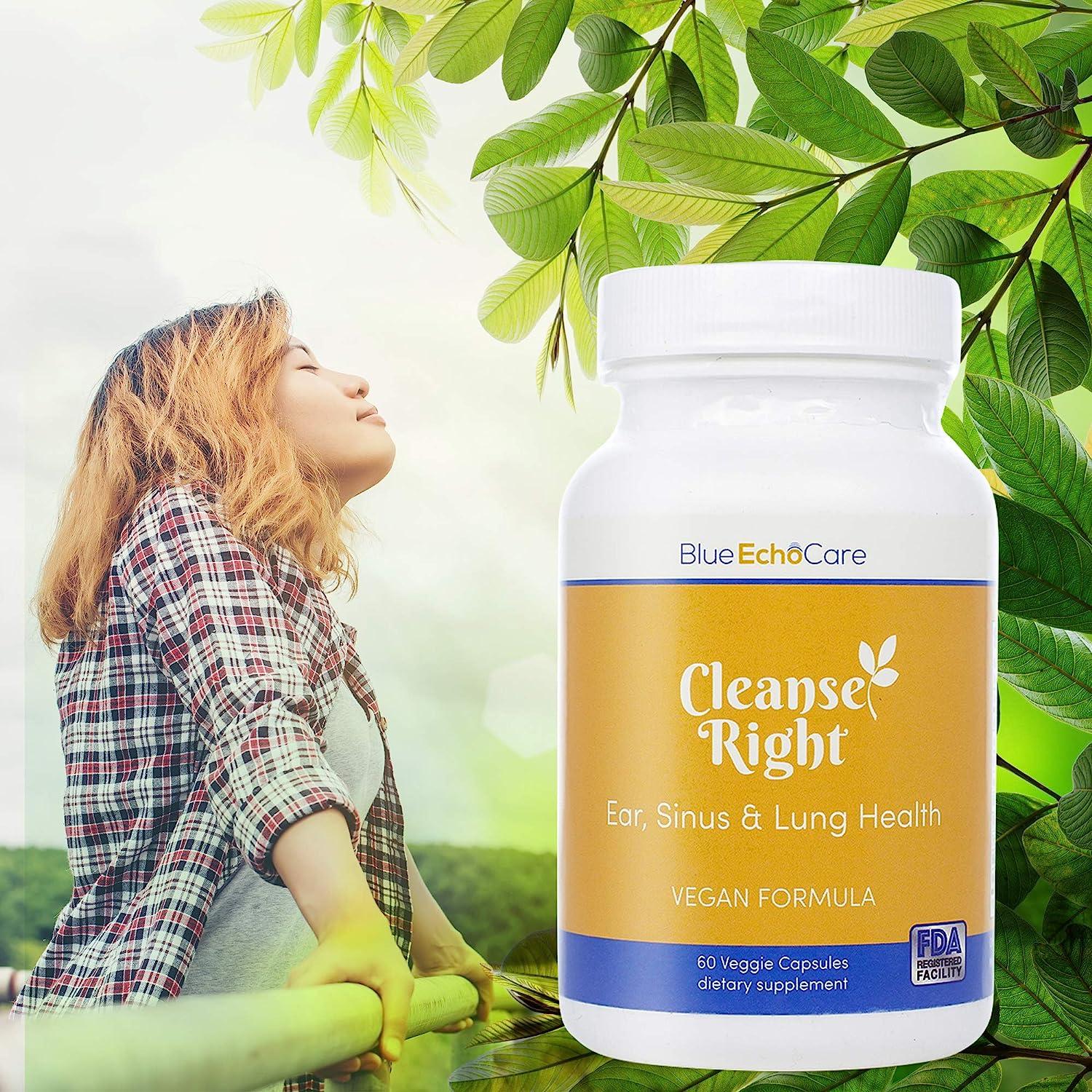 Cleanse Right Ear Sinus and Lung Health Capsules Allergy & Asthma Relief Vegan & Gluten Free
