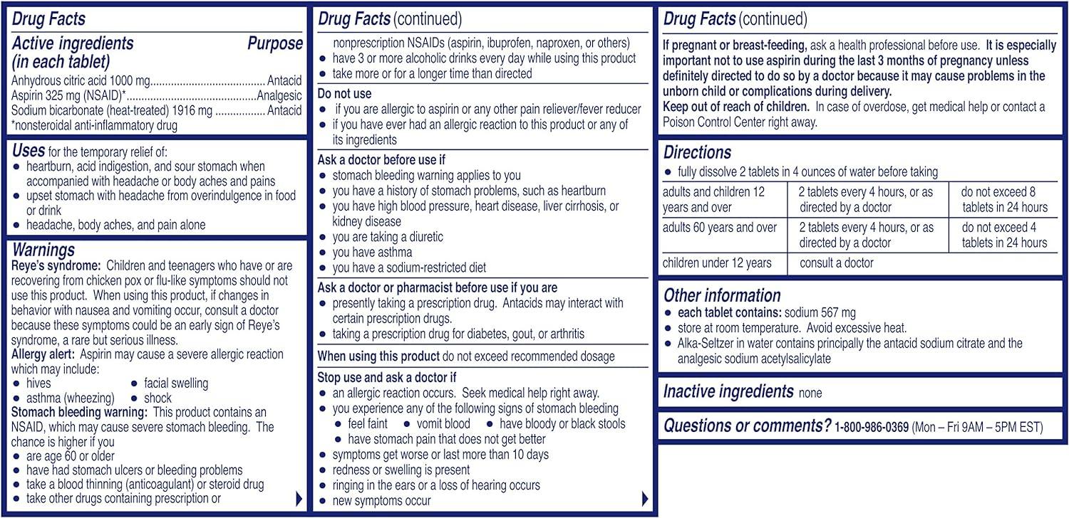 AlkaSeltzer Original with Aspirin 24 Count