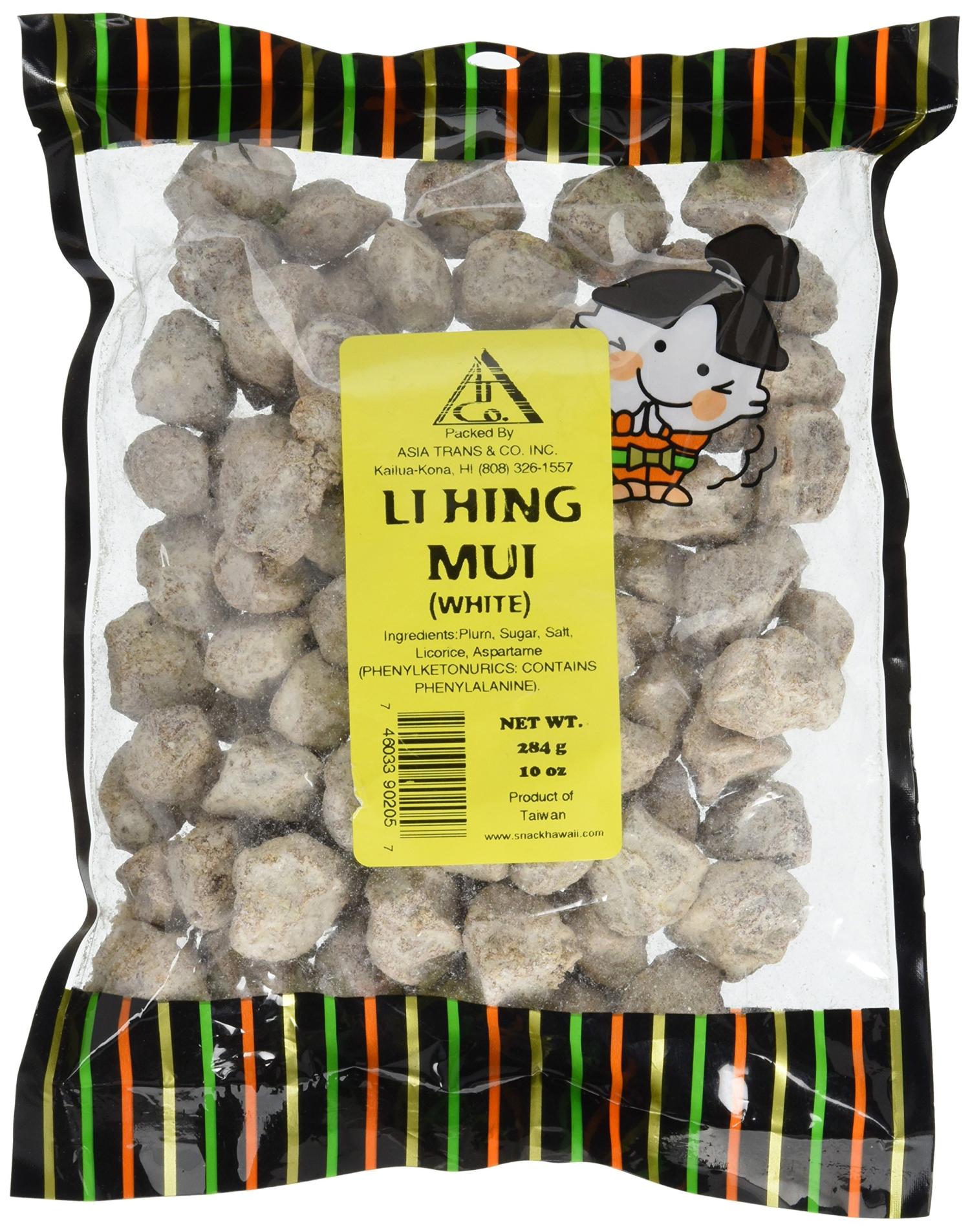 Asia Trans Seeded White Li Hing Mui Crack Seed Plums Hawaiian Salty