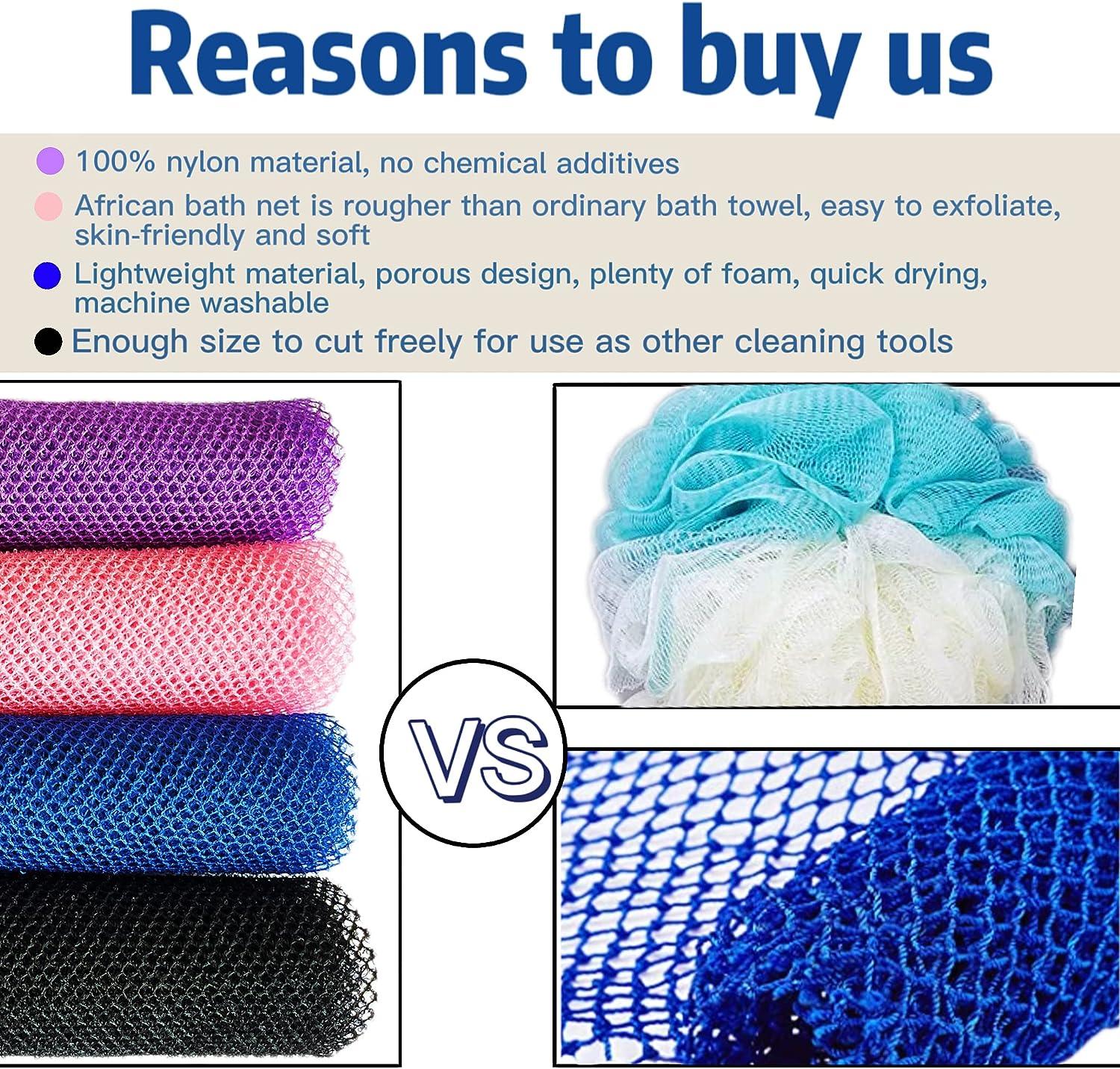 African Exfoliating Net, 4 Pieces African Net Sponge, Nylon African