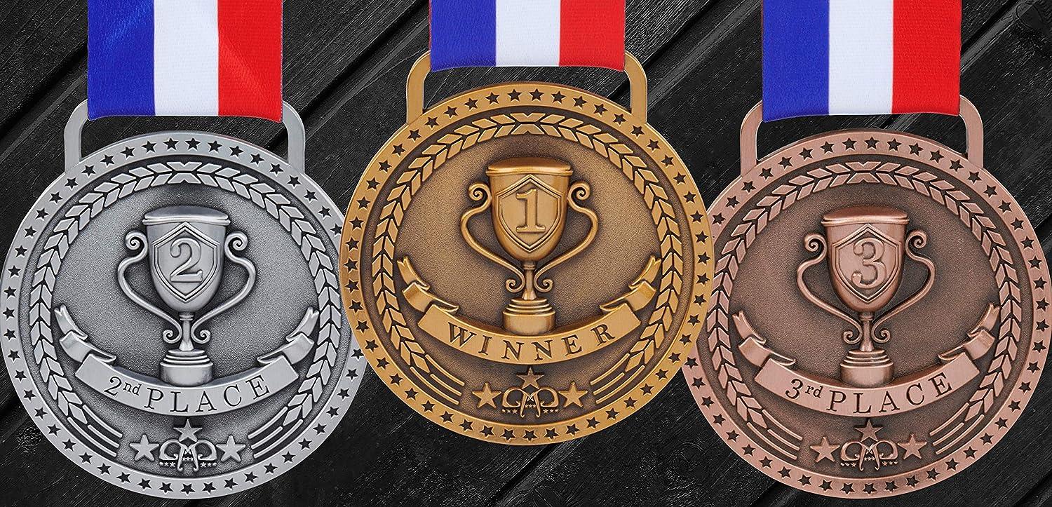 thumbnail image 2 of Uxcell 2.6 Inch Silver Award Medals 2nd Prize Style With Neck Ribbon 3 Pieces 2 of 14