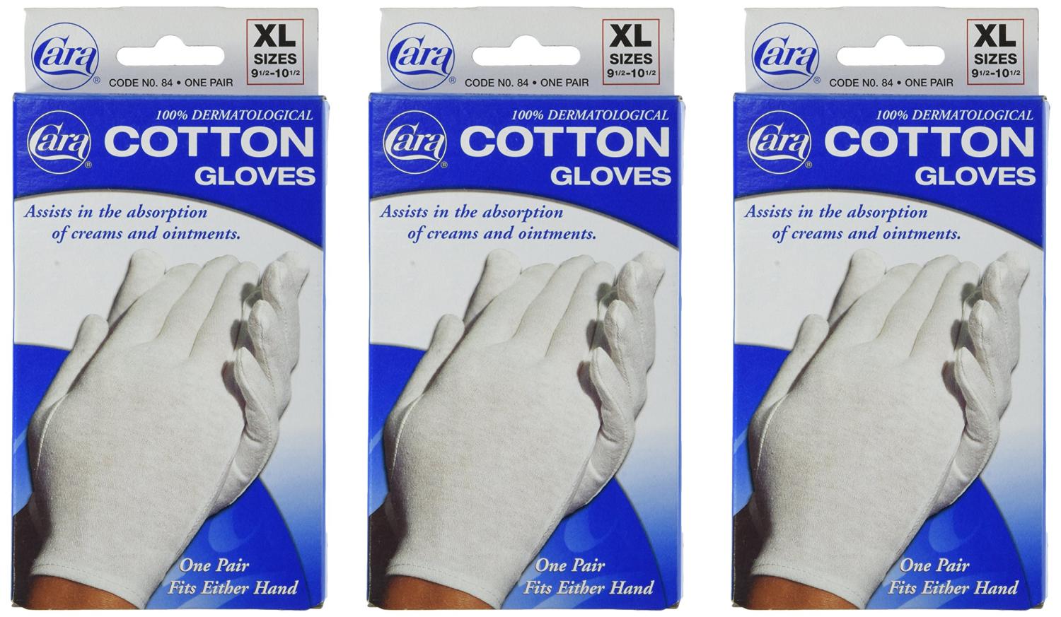 Cara Cotton Gloves XL (Pack of 3 )