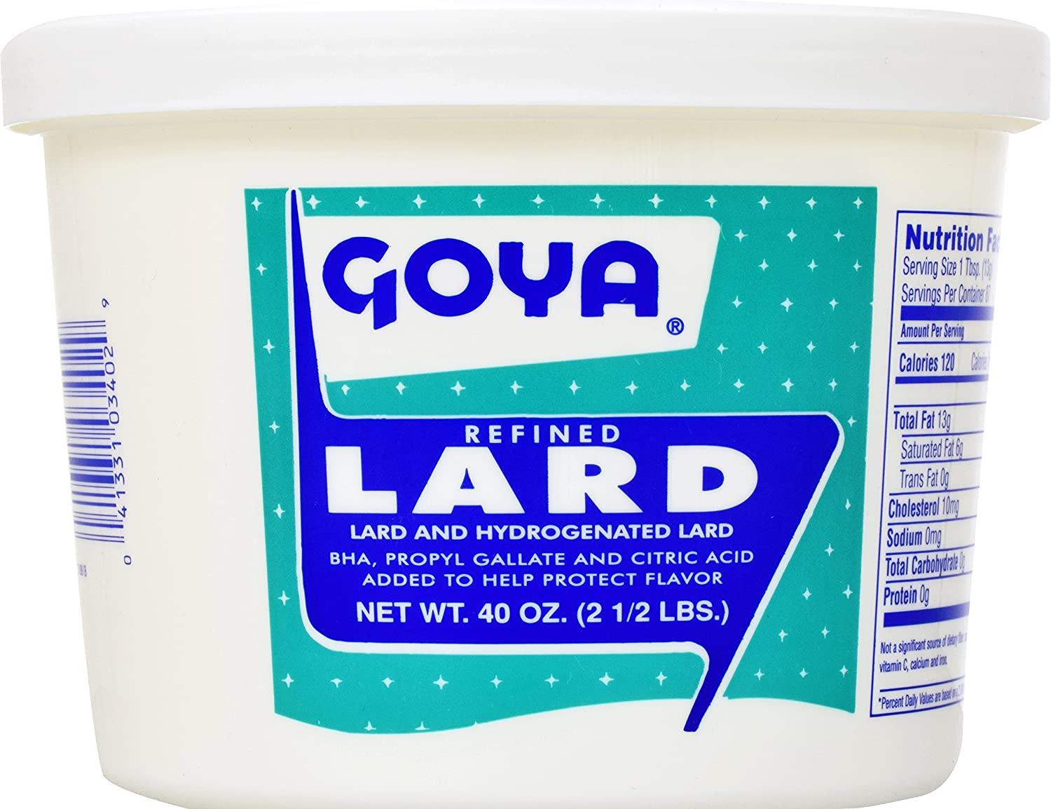 Goya Manteca Refined Lard 2.5 lb Premium Cooking Fat for Authentic Flavor