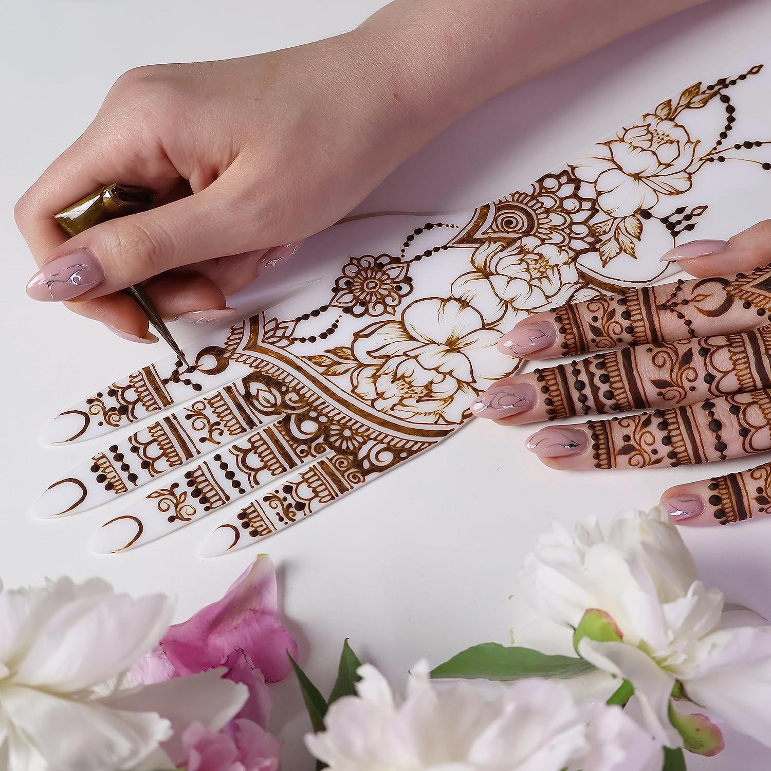Reusable Henna Hand Template for Homemade Mehendi Art White