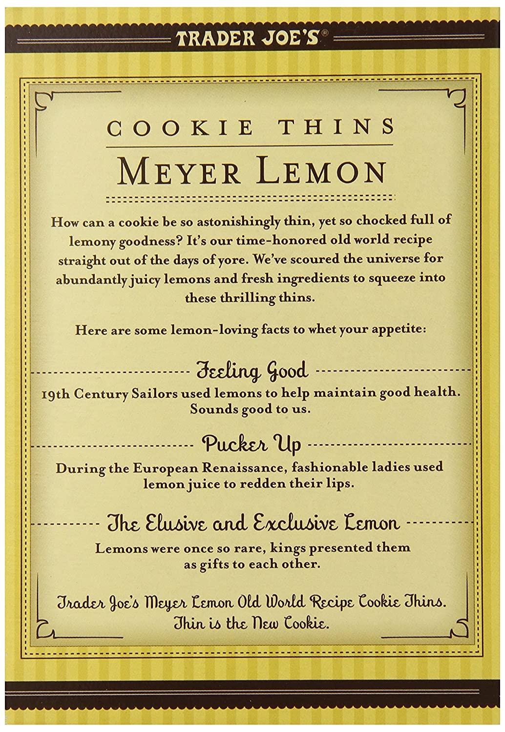 Trader Joe's Meyer Lemon Cookie Thins 9 Ounce (Pack of 2) Delicious Lemon Cookies from Trader